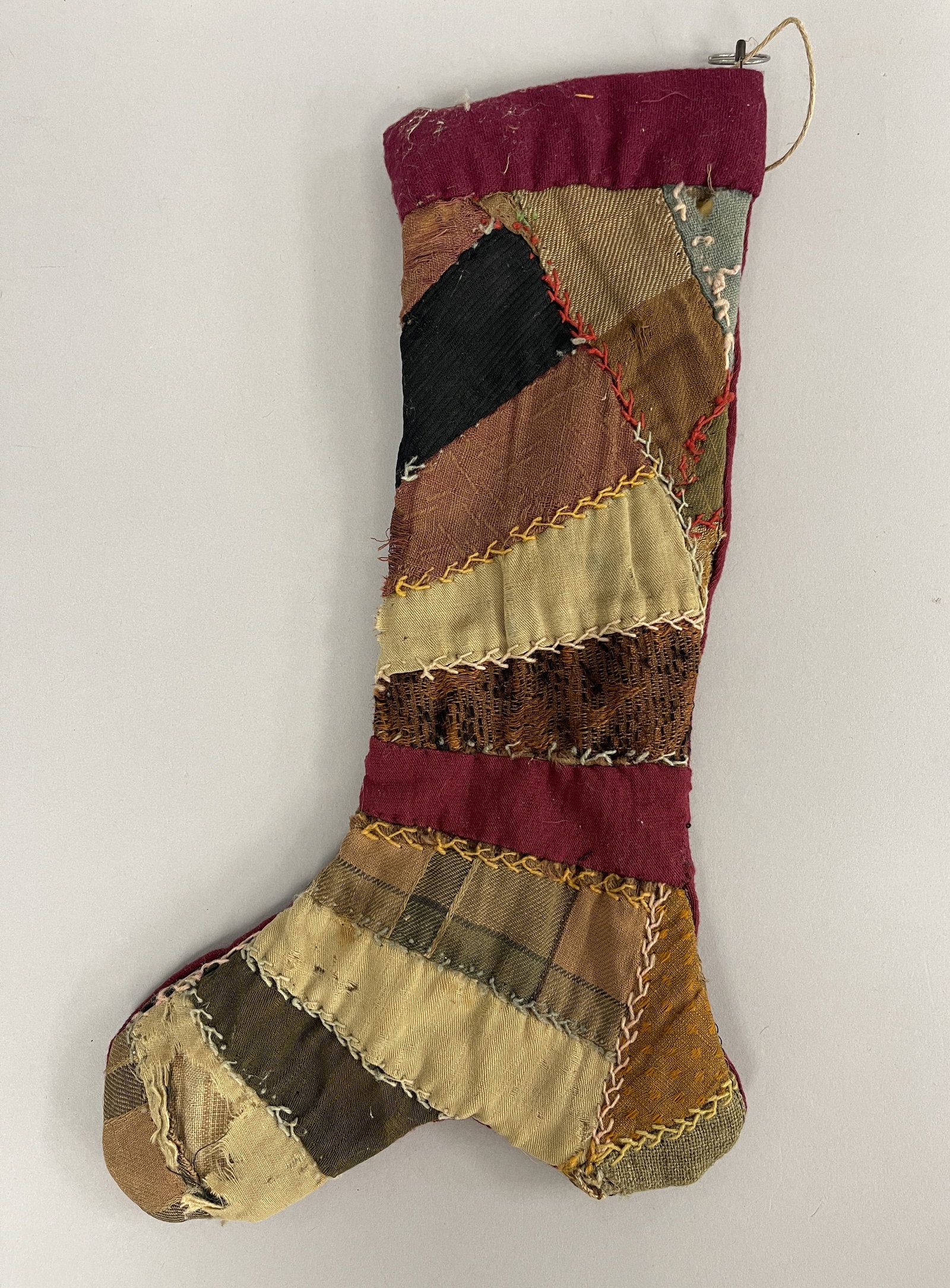 QUILTED CHRISTMAS STOCKING: QUILTED CHRISTMAS STOCKING LATE 19TH C, EXCELLENT CONDITION.