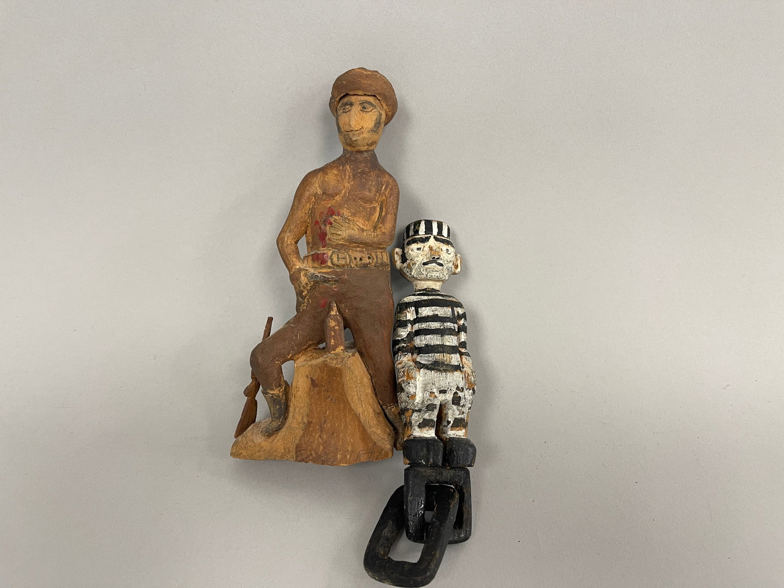 PRISONER & COWBOY CARVINGS: PRISONER AND COWBOY CARVINGS, 1920'S