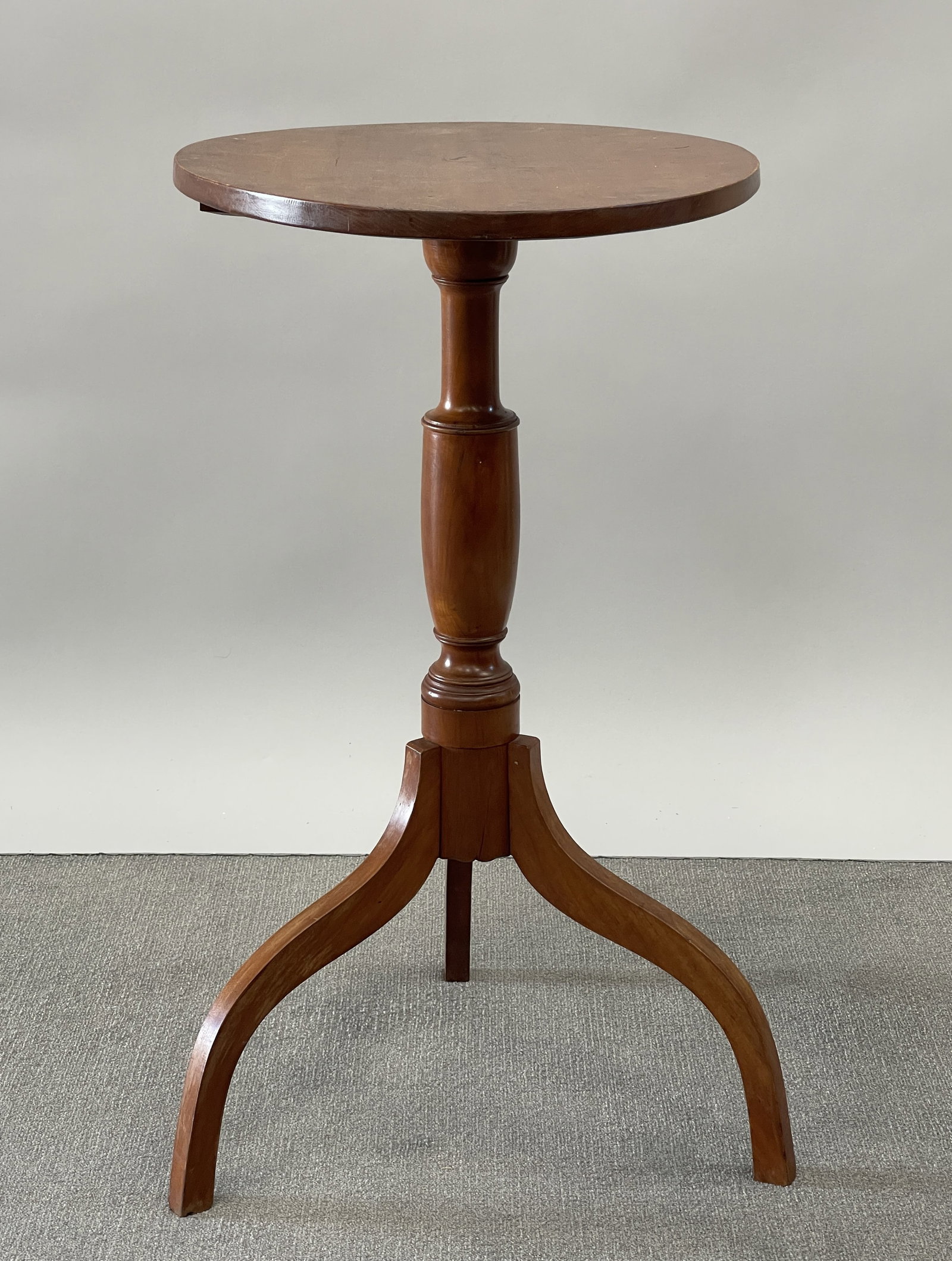 EARLY SPIDER LEG CANDLE STAND: EARLY SPIDER LEG CANDLE STAND, CHERRYWOOD, 15 X 21 X 27