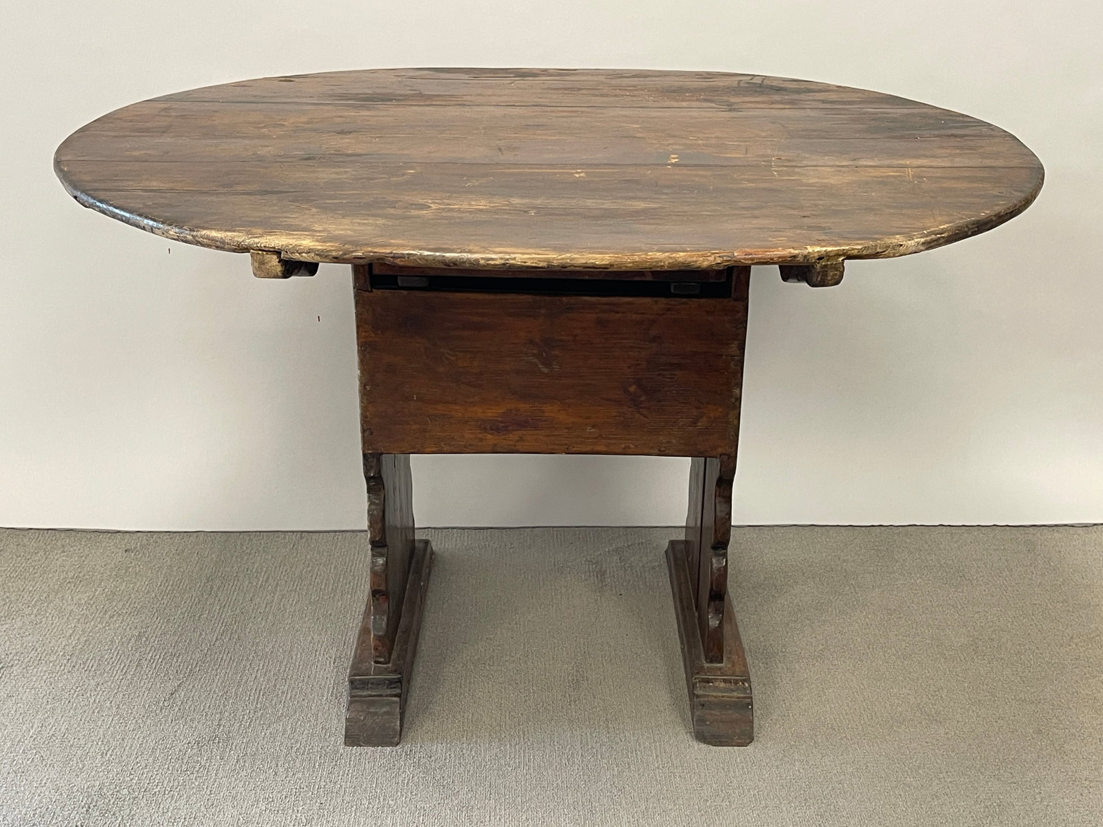 PINE TILT TOP SHOE FOOT HUTCH TABLE (1 of 7)