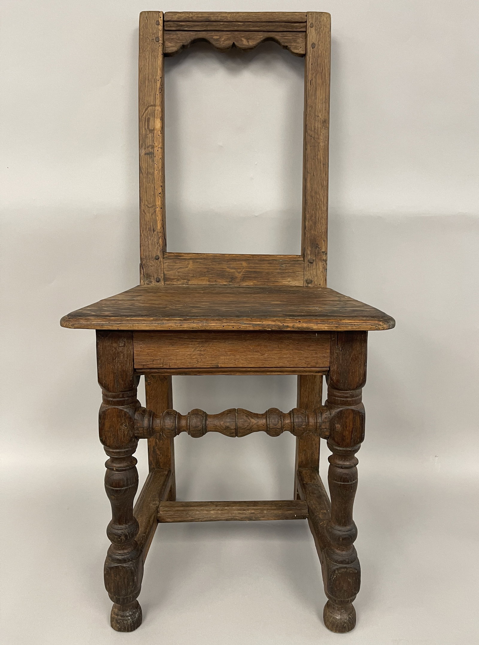 17TH C OAK BACK STOOL (1 of 6)