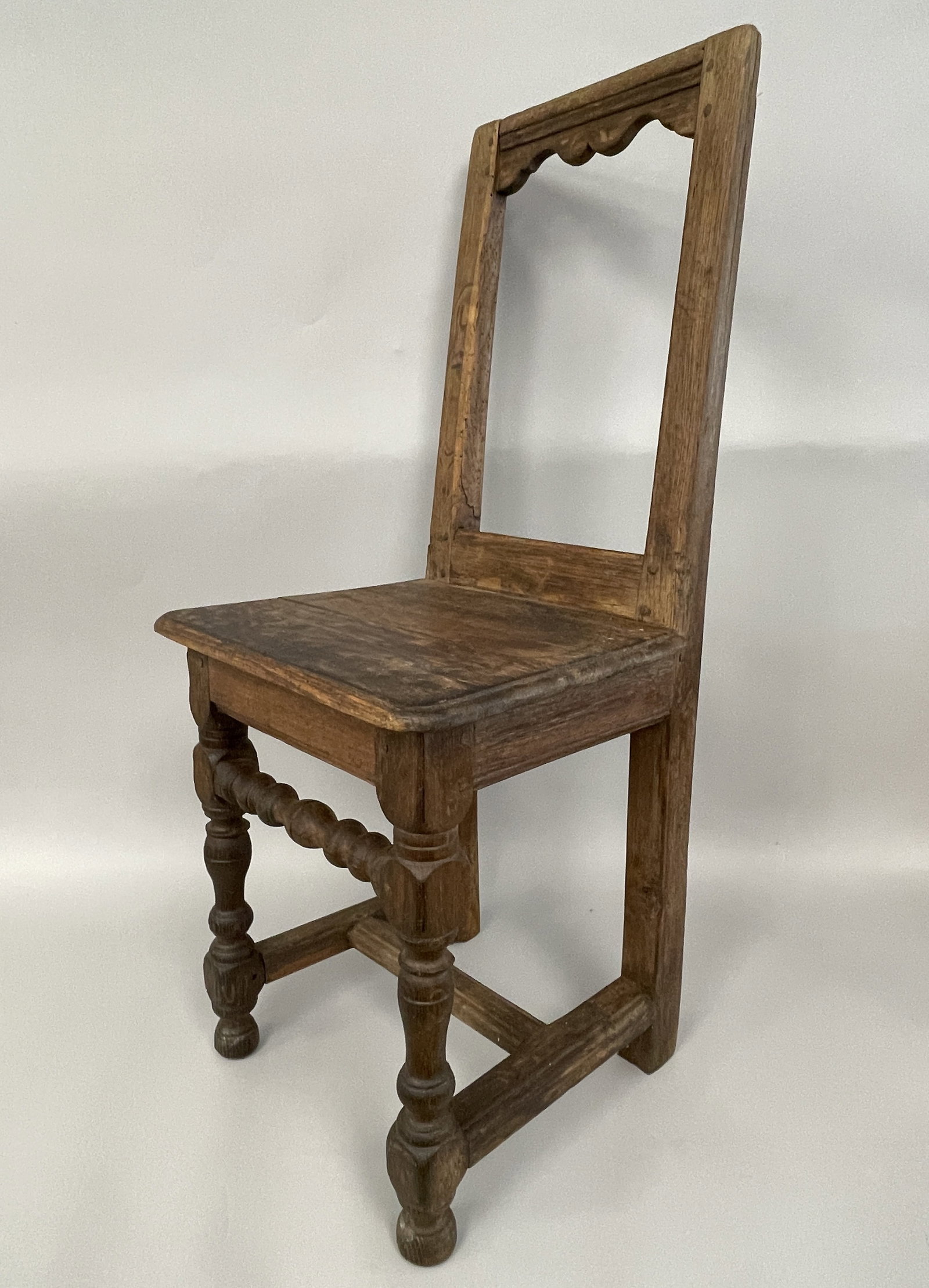 17TH C OAK BACK STOOL - 2