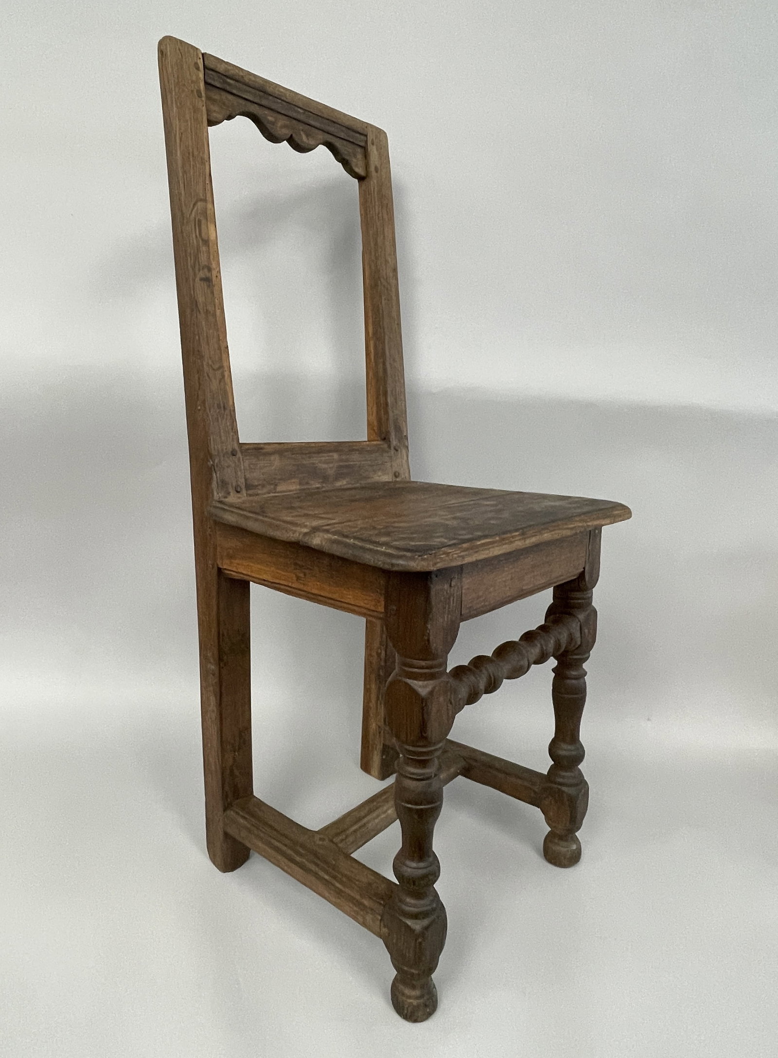 17TH C OAK BACK STOOL - 3