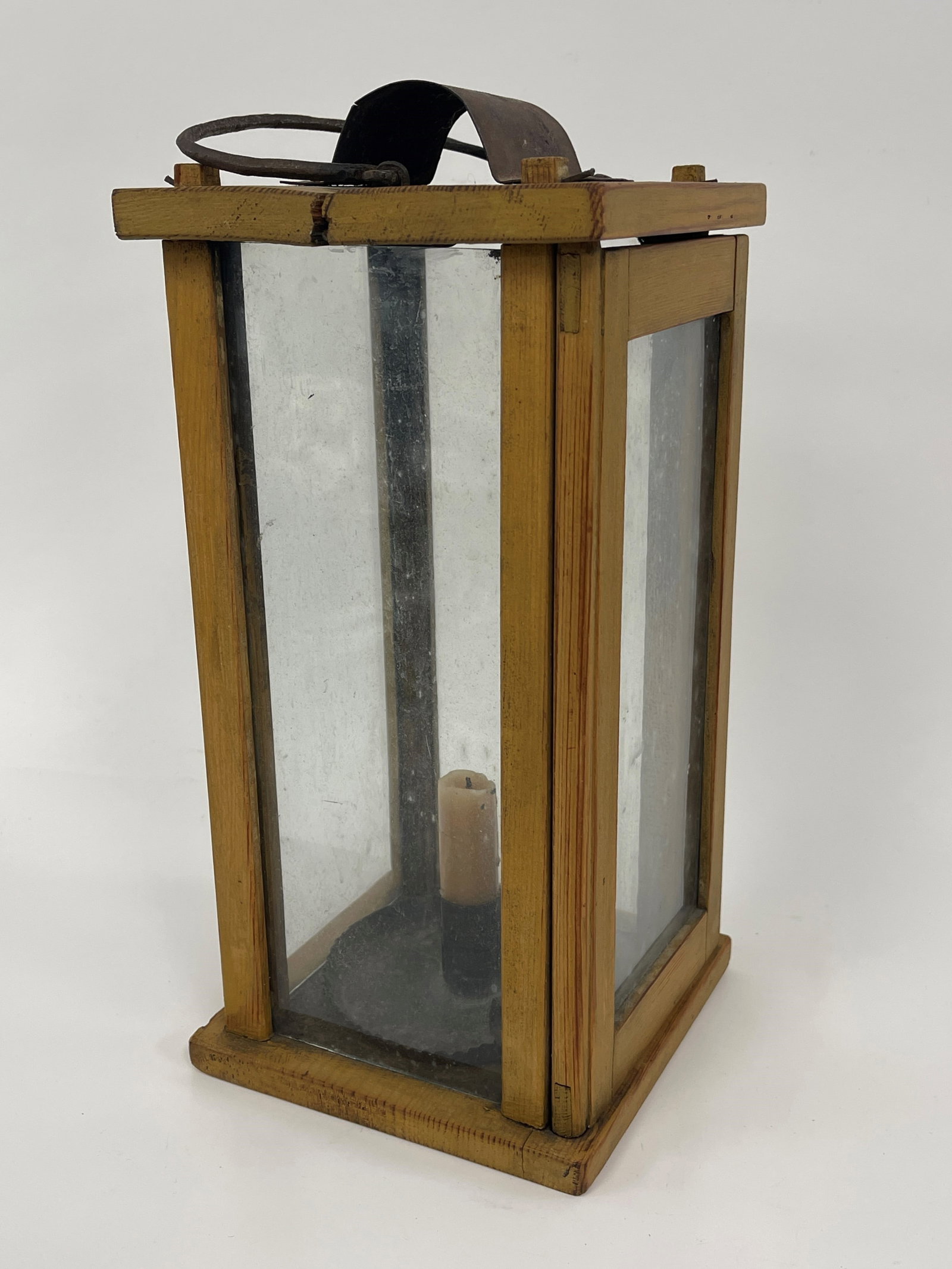 YELLOW PAINTED BARN LANTERN - 7