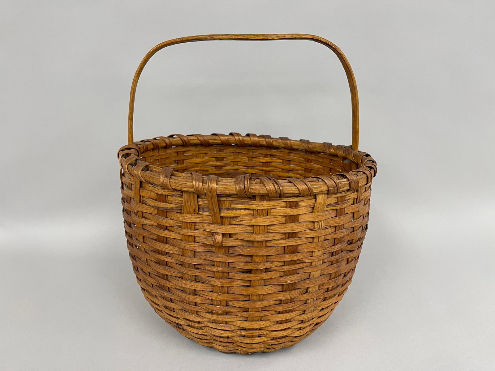ASH SPLINT BASKET WITH HANDLE - 2