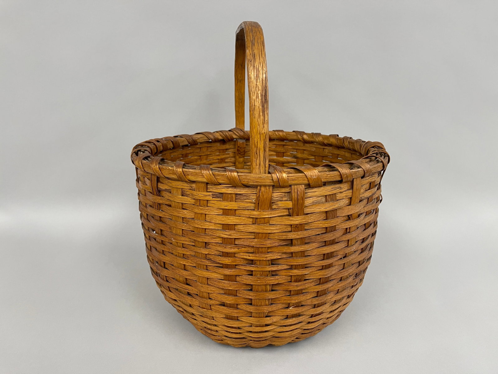 ASH SPLINT BASKET WITH HANDLE - 5