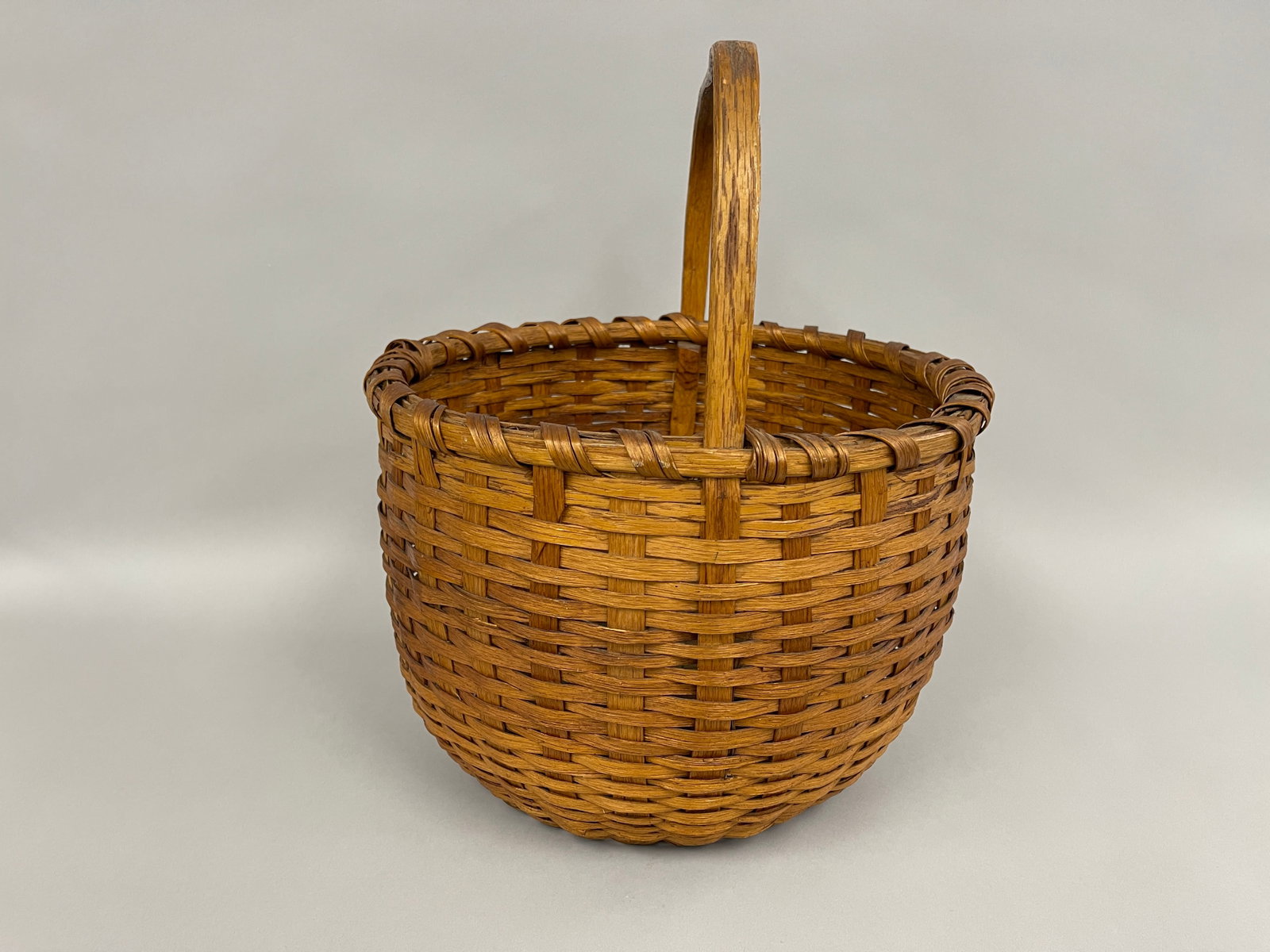 ASH SPLINT BASKET WITH HANDLE - 6