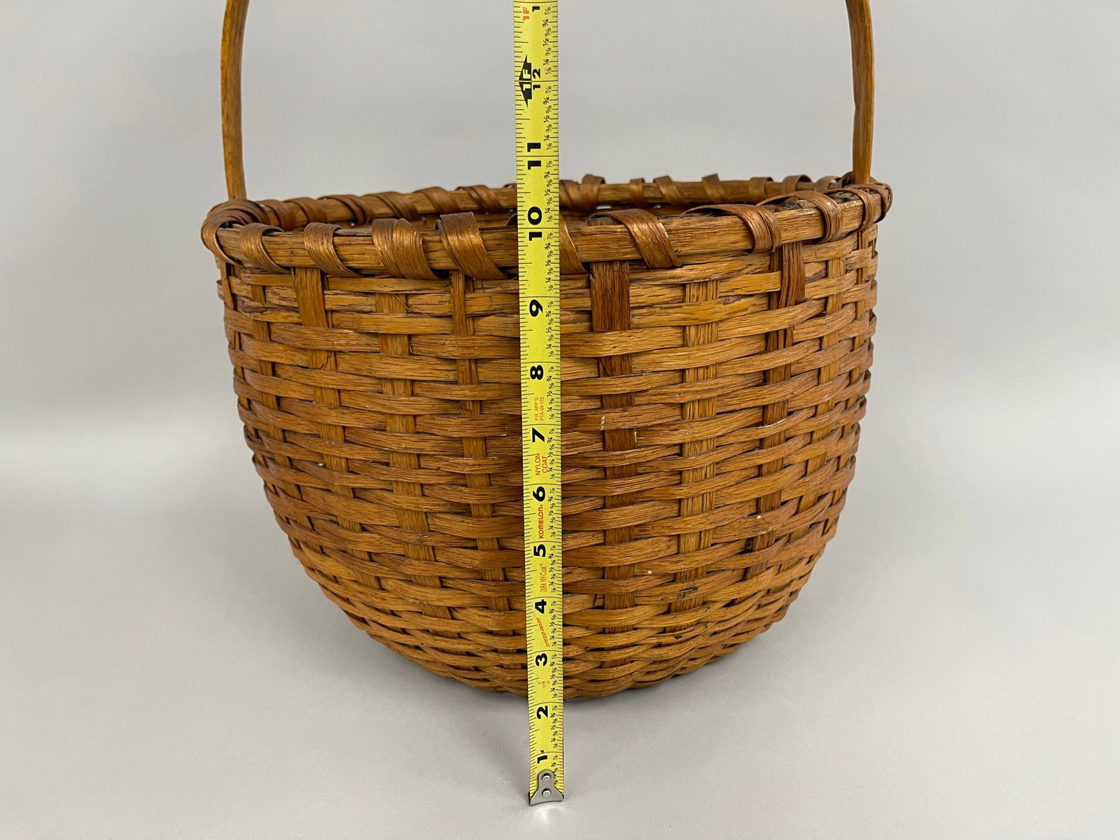 ASH SPLINT BASKET WITH HANDLE - 7