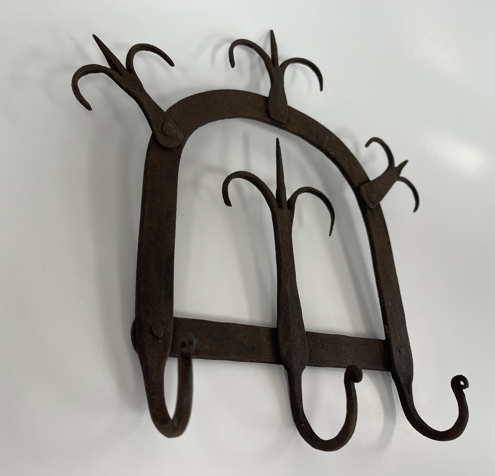 THREE HOOK IRON IMPLEMENT RACK - 3