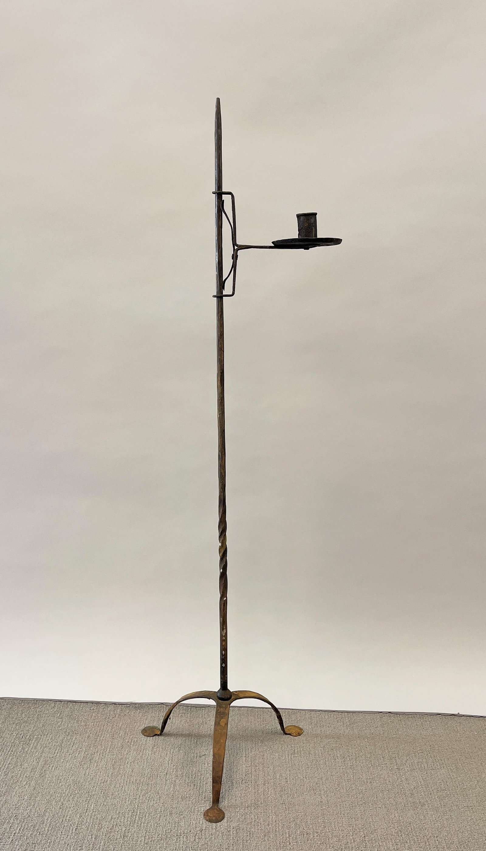 RARE & IMPORTANT MID-18THC FLOOR STANDING SINGLE CANDLE ADJUSTABLE CANDLE HOLDER (1 of 4)