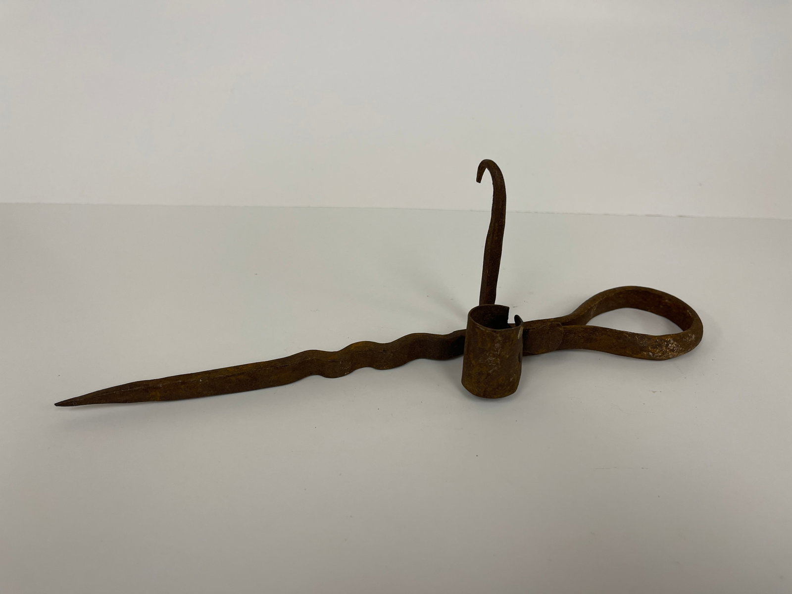 EARLY FORGED IRON MINER'S LAMP STICKING TOMMY: EARLY FORGED IRON MINER'S LAMP STICKING TOMMY