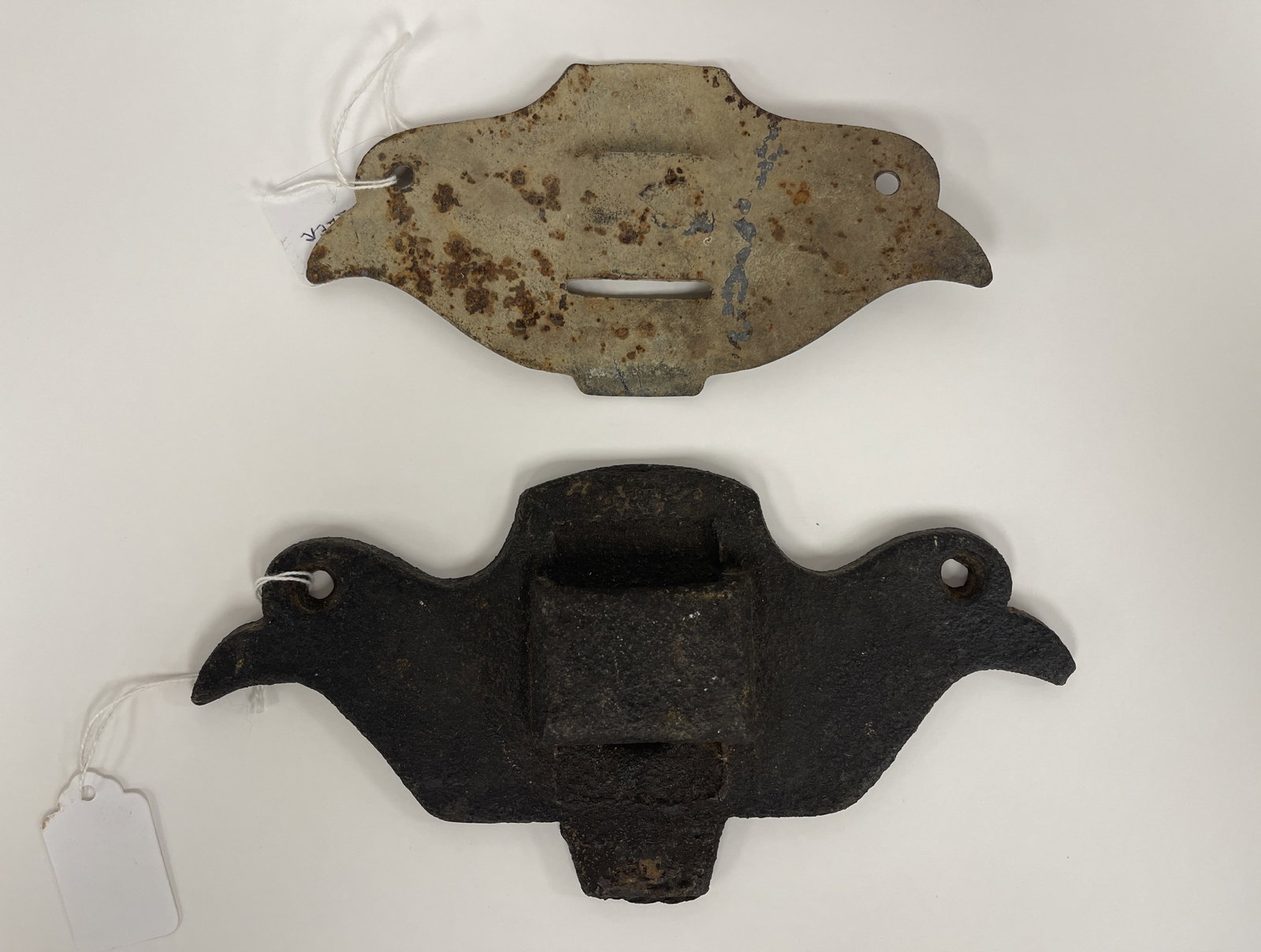 TWO 19TH CENTURY BIRD ROOF SNOW GUARDS: TWO 19TH CENTURY BIRD ROOF SNOW GUARDS