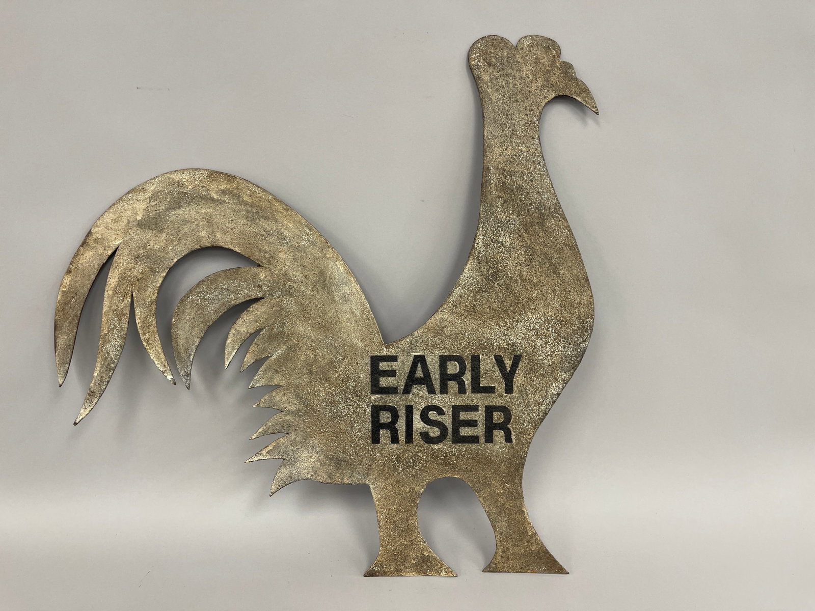 EARLY SHEET IRON ROOSTER GARDEN MOUNT "EARLY RISER": EARLY SHEET IRON ROOSTER GARDEN MOUNT "EARLY RISER"