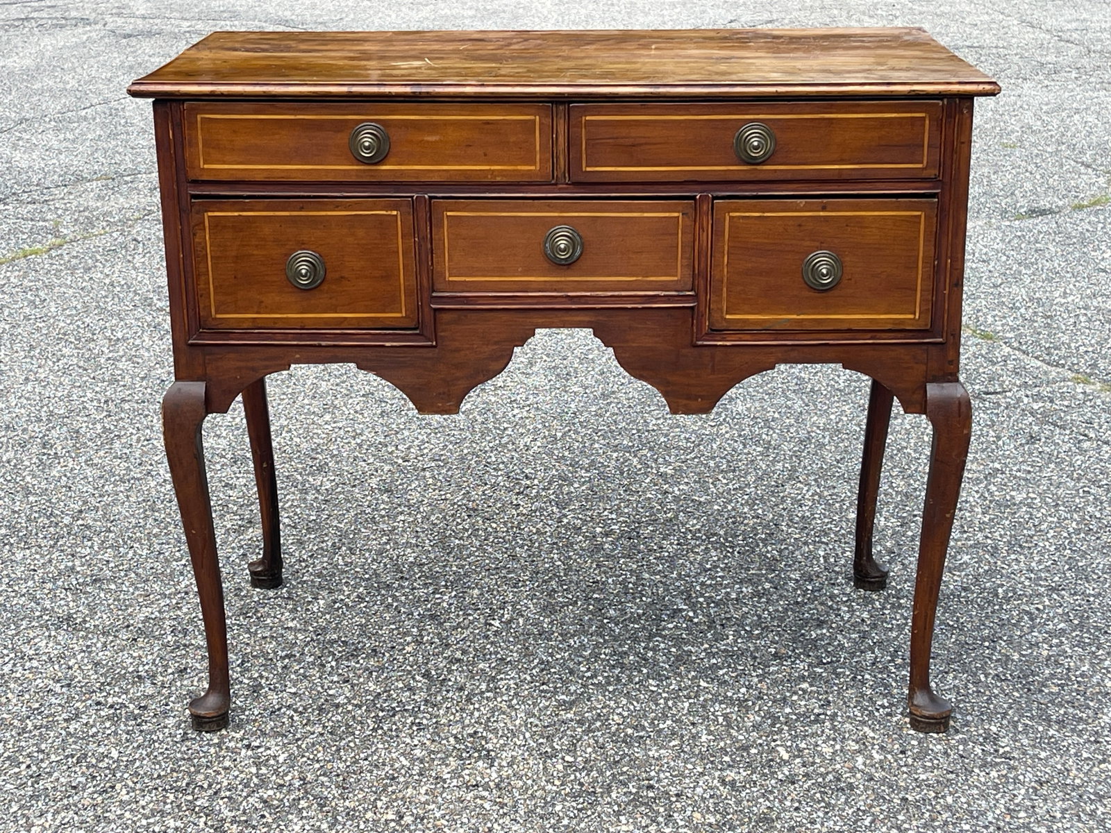 18TH C LONG ISLAND NY CHERRY QA SERVER: 18TH C LONG ISLAND NY CHERRY QA SERVER WITH ITS ORIGINAL MOLDED TOP C.1740-1760 40" X 21" X 35" T