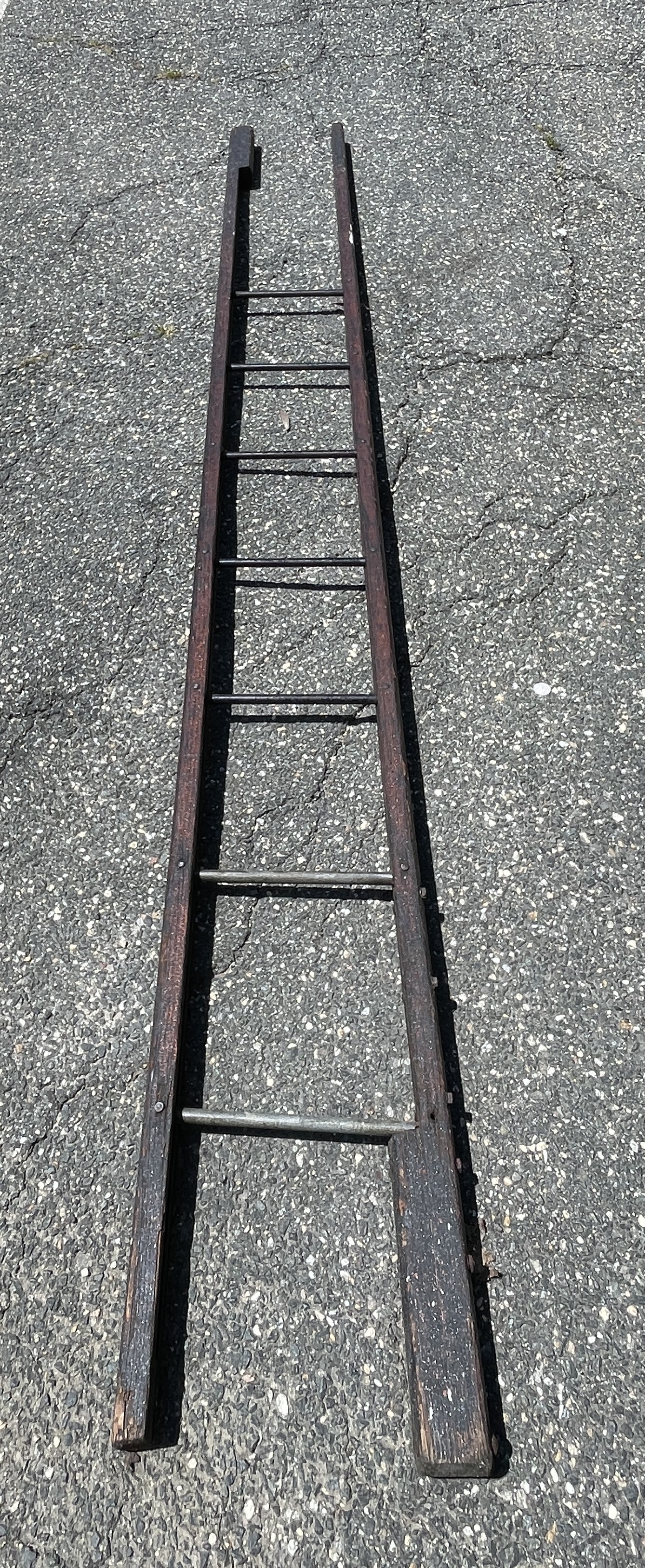 UNUSUAL TUBULAR SHAPED WOODEN FOLDING LADDER (1 of 2)