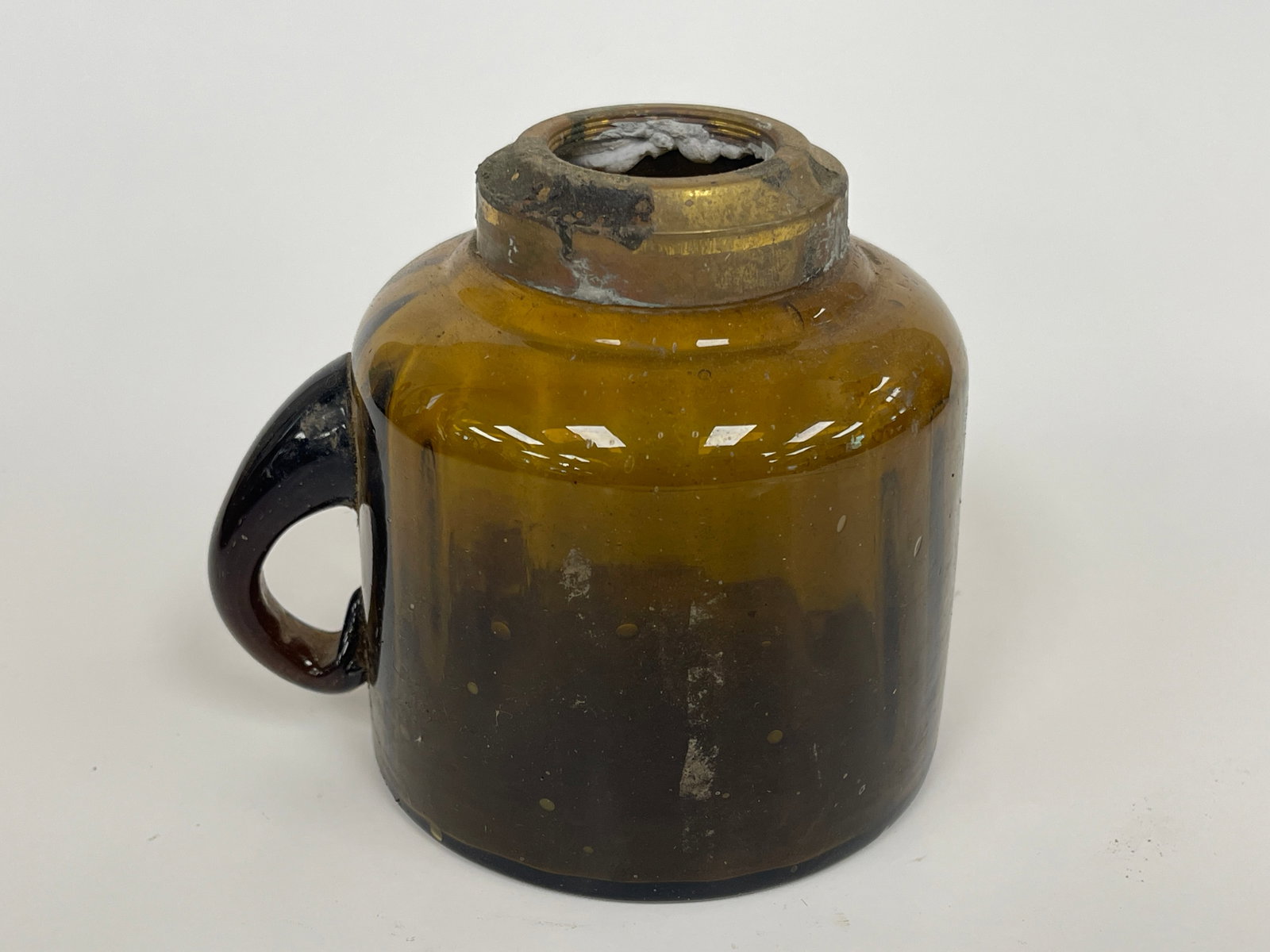 BLOWN BOTTLE-GLASS LAMP BASE W/ APPLIED HANDLE (1 of 4)