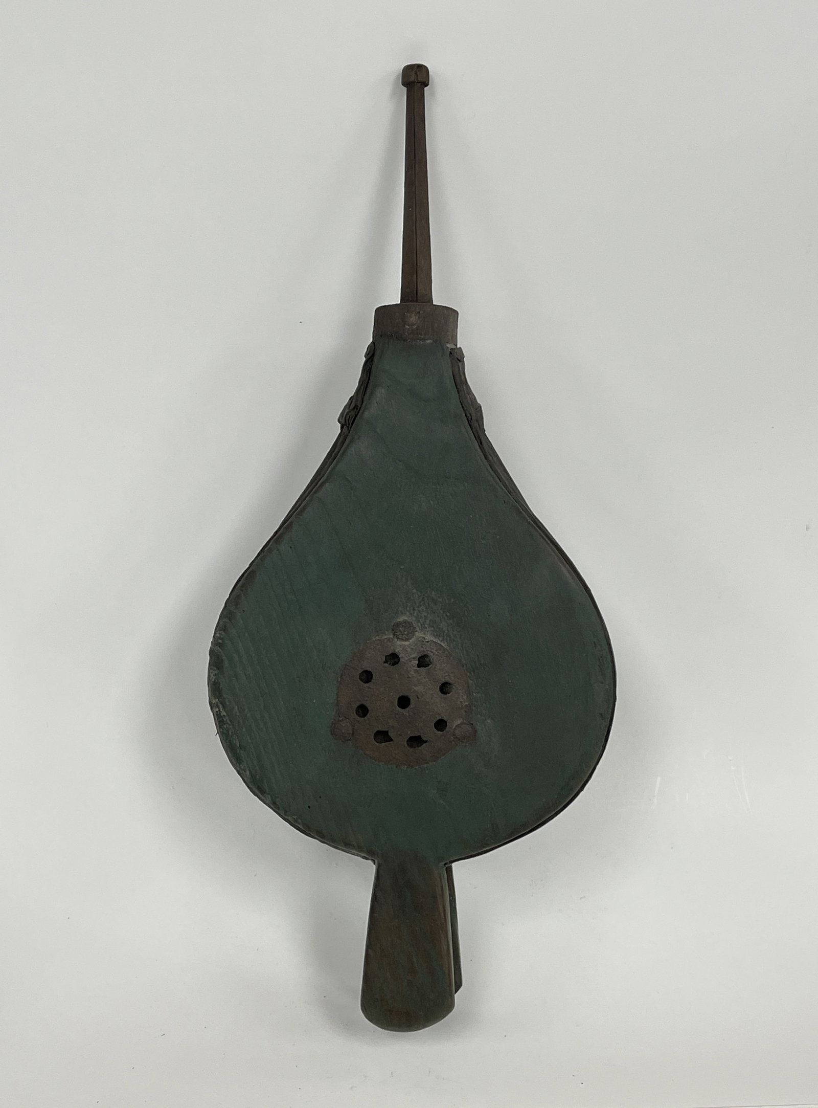 PAIR OF EARLY 19THC BELLOWS IN THE OLD GREEN PAINT (1 of 3)