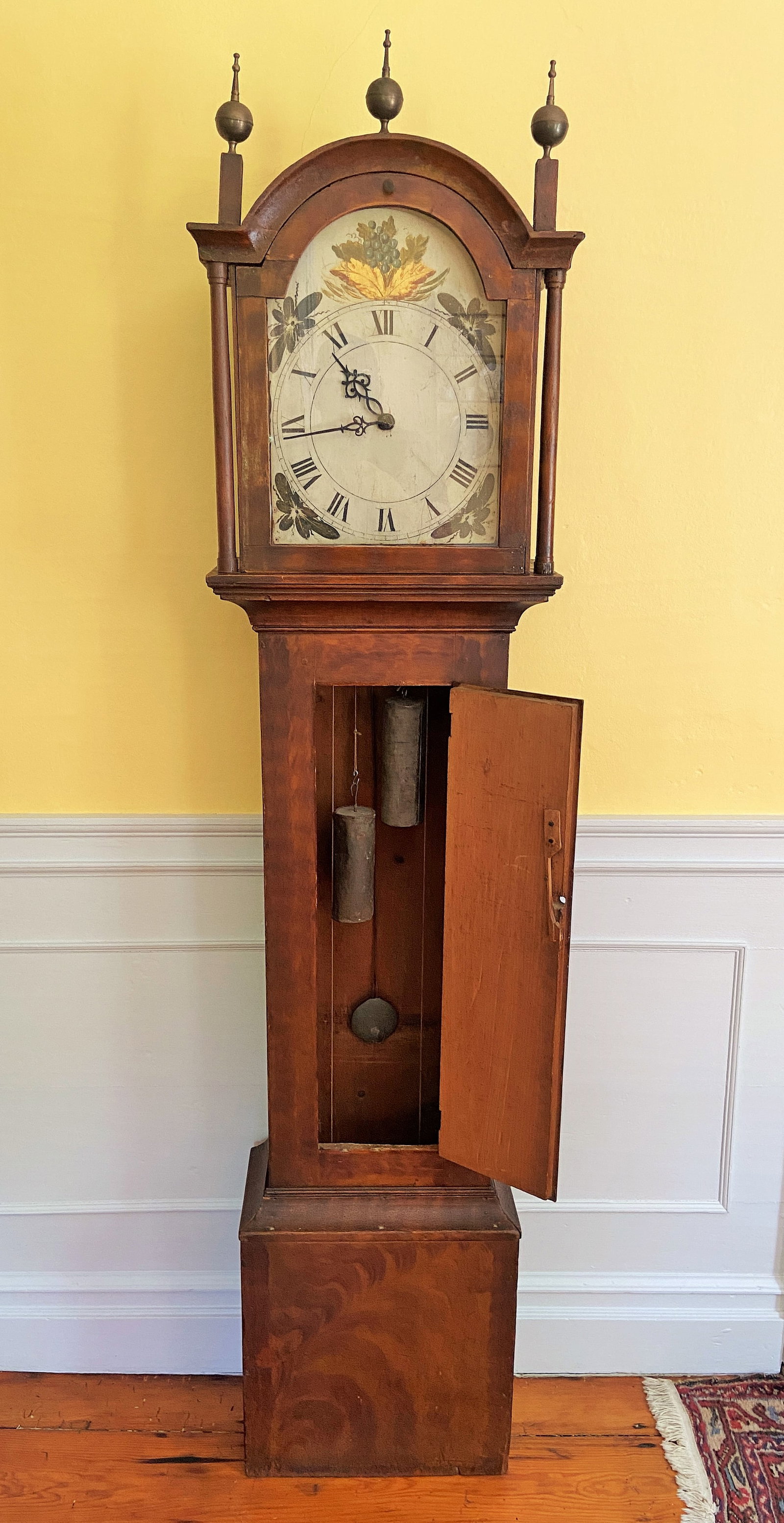 DECORATIVE PAINTED TALL CASE CLOCK - 2