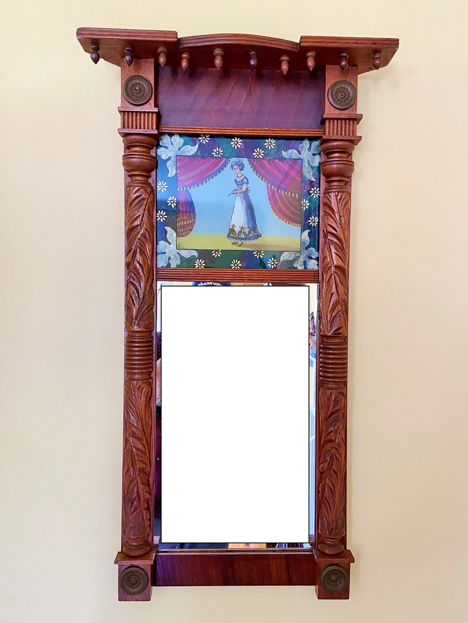 REVERSE PAINTED MIRROR OF WOMAN (1 of 1)