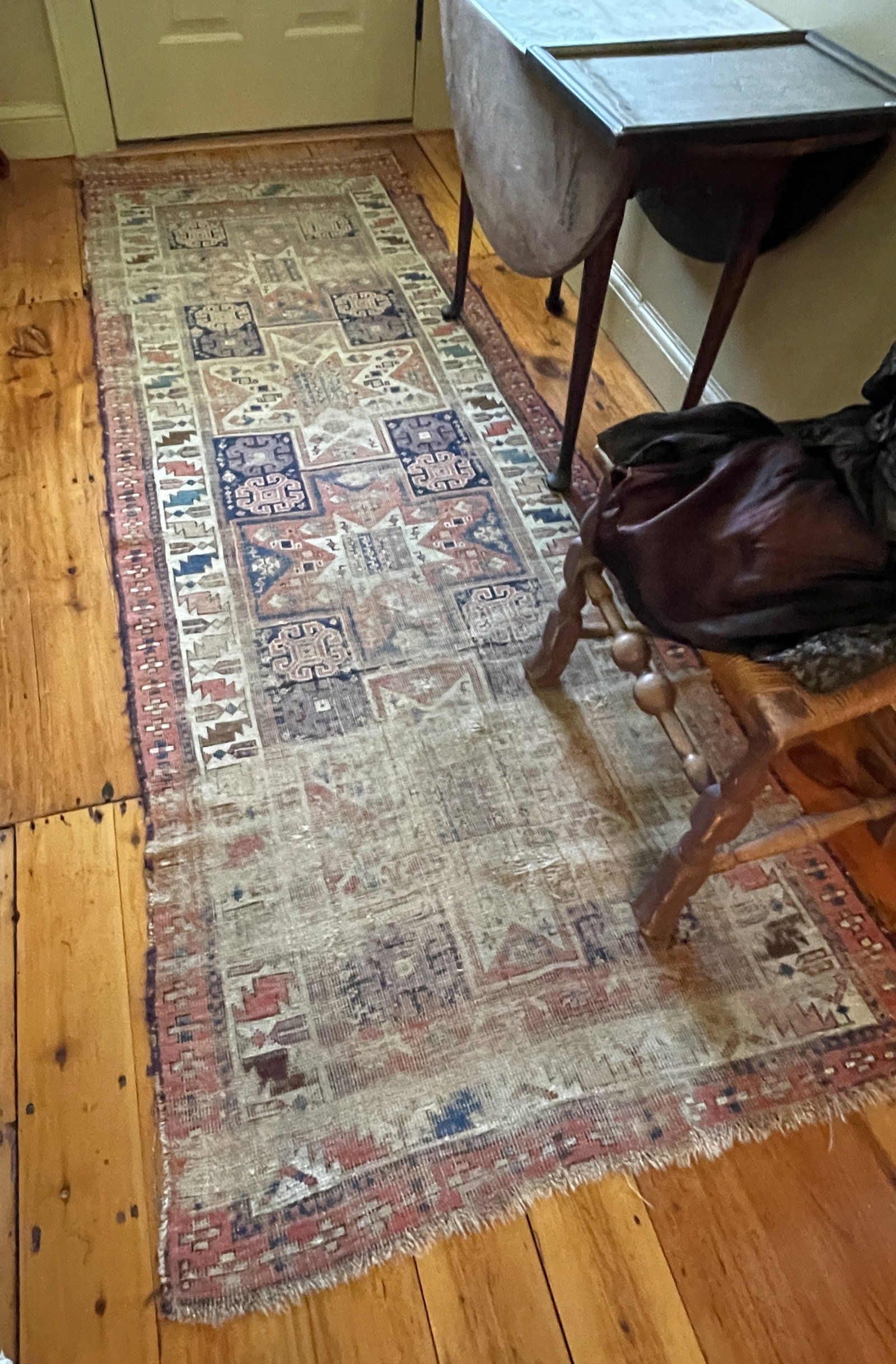 ANTIQUE RUG: ANTIQUE RUG 38" X 9'