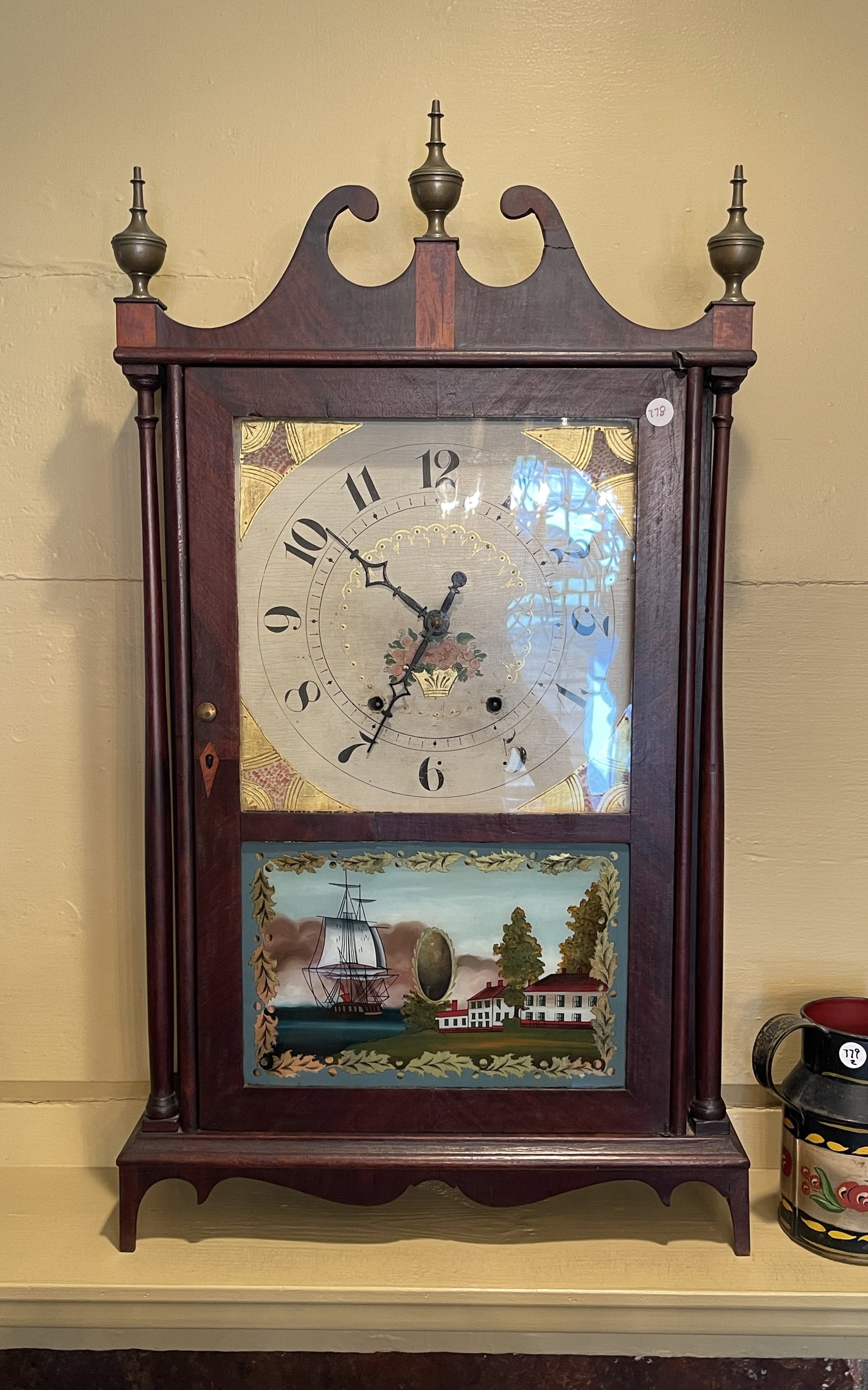 LITCHFIELD CT PILLAR AND SCROLL CLOCK: LITCHFIELD CT PILLAR AND SCROLL CLOCK 30" X 17.5" X 5"