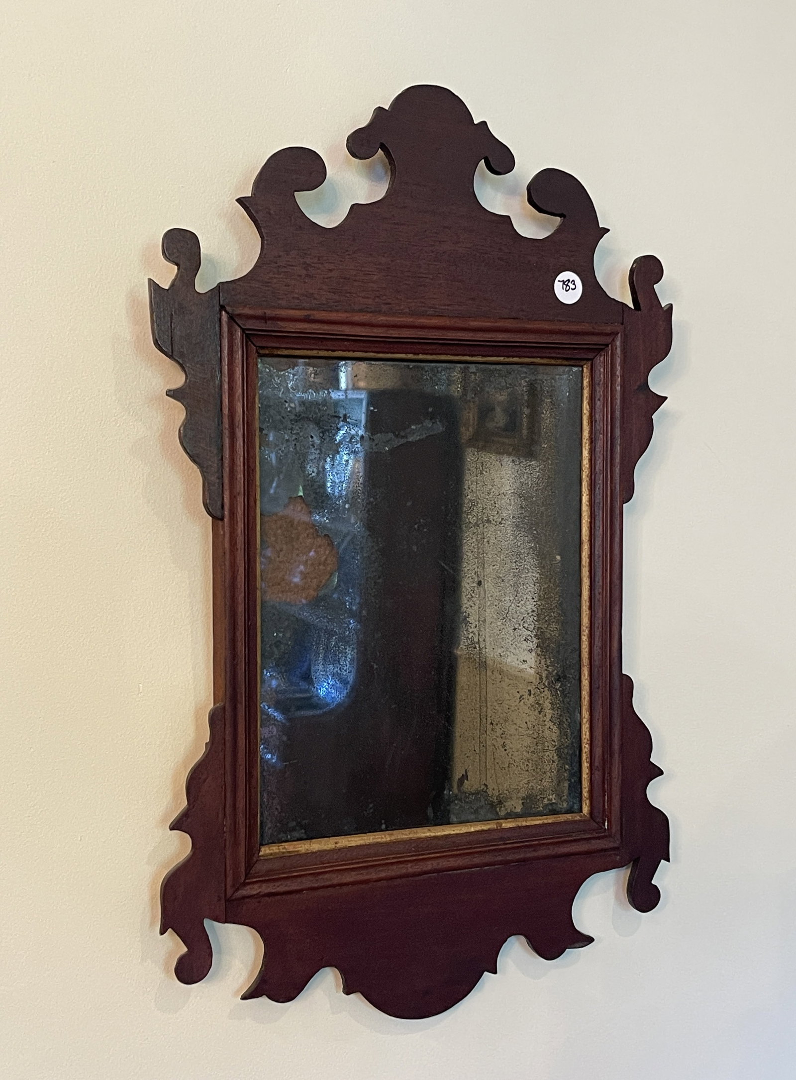 EARLY CHIPPENDALE WALL MIRROR: EARLY CHIPPENDALE WALL MIRROR 20" X 12"
