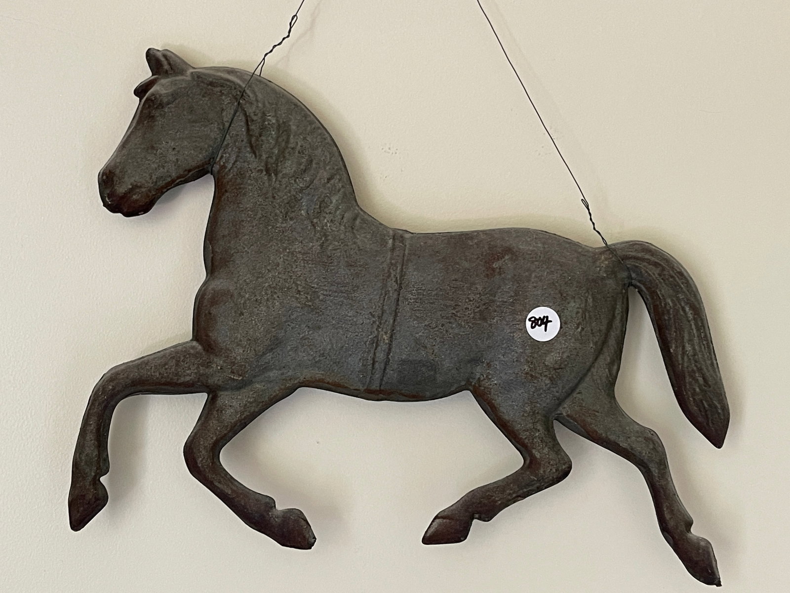 EARLY TIN PRANCING HORSE: EARLY TIN PRANCING HORSE 14" X 10"