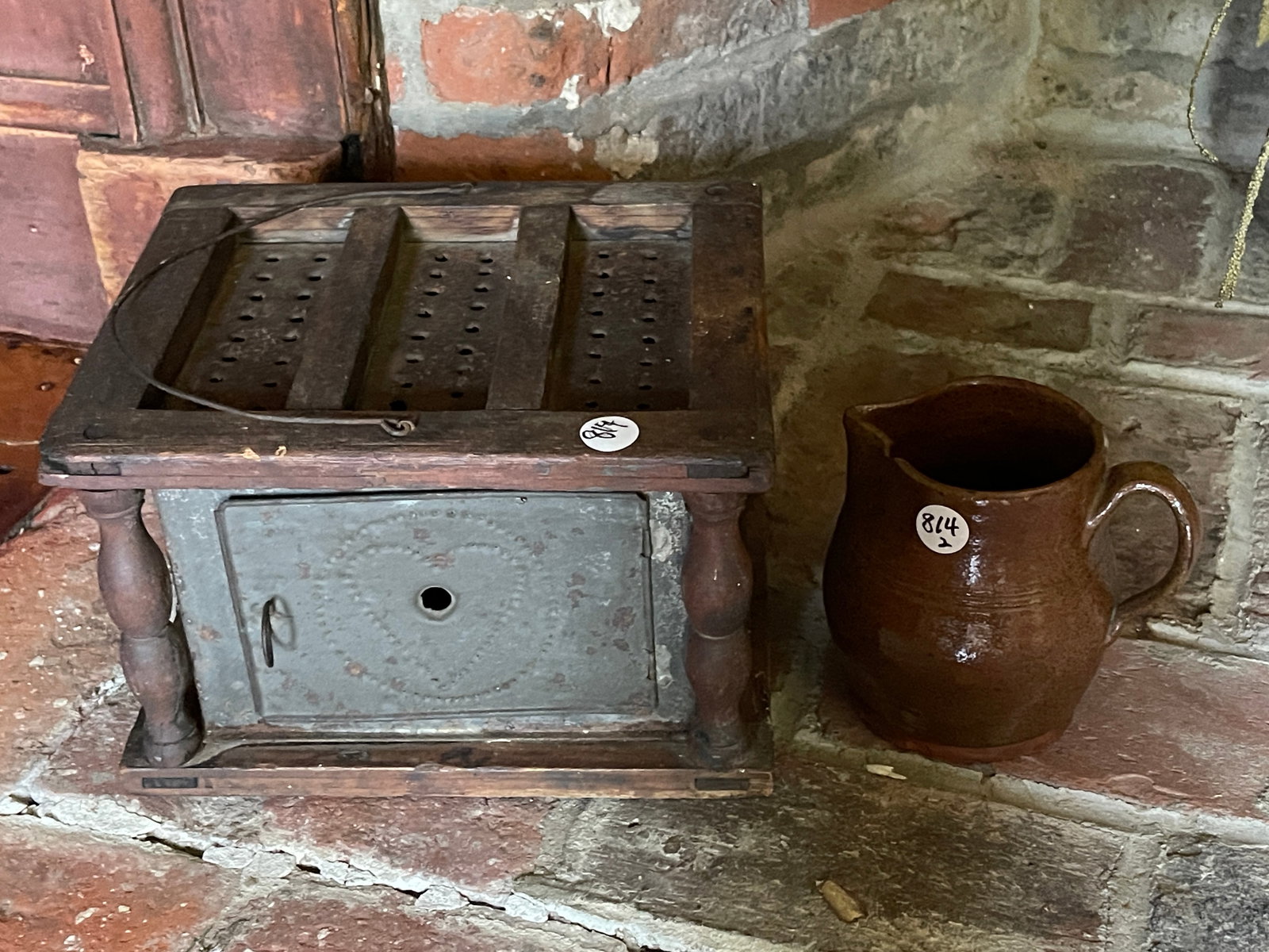 FOOT WARMER & REDWARE: FOOT WARMER & REDWARE 9"X8" , 5"