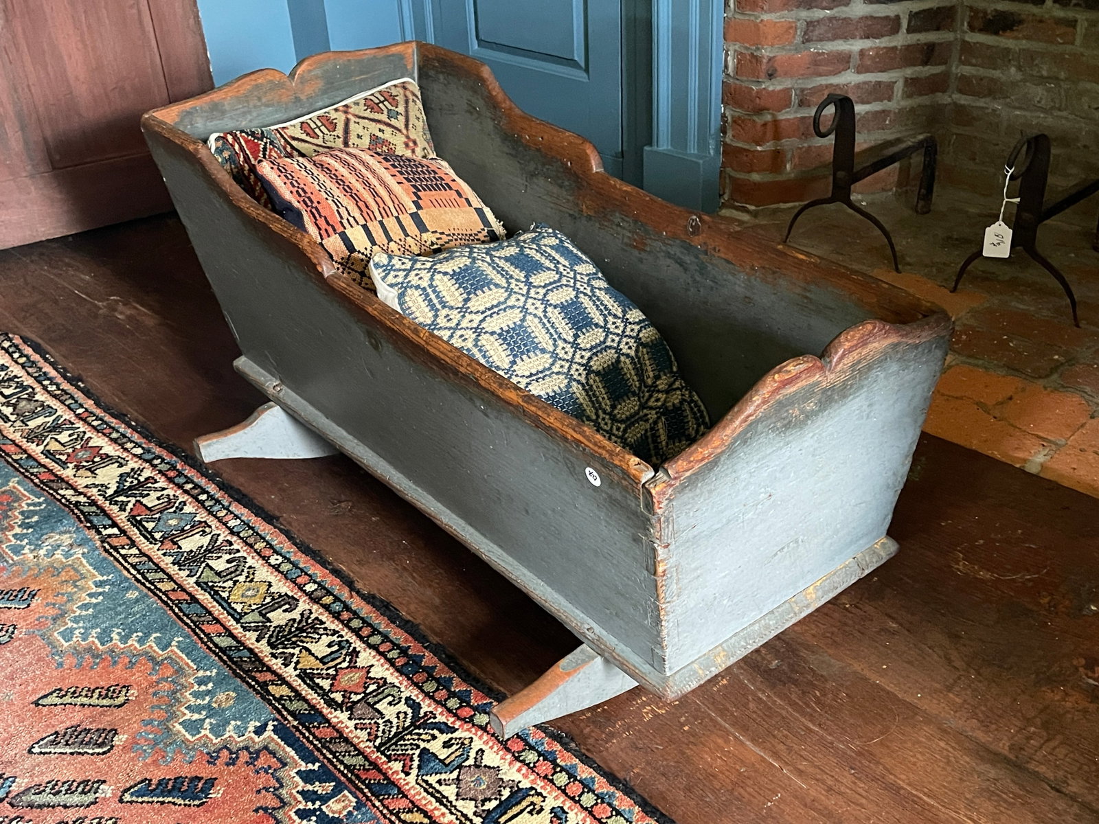 BLUE PAINTED CRADLE - 2