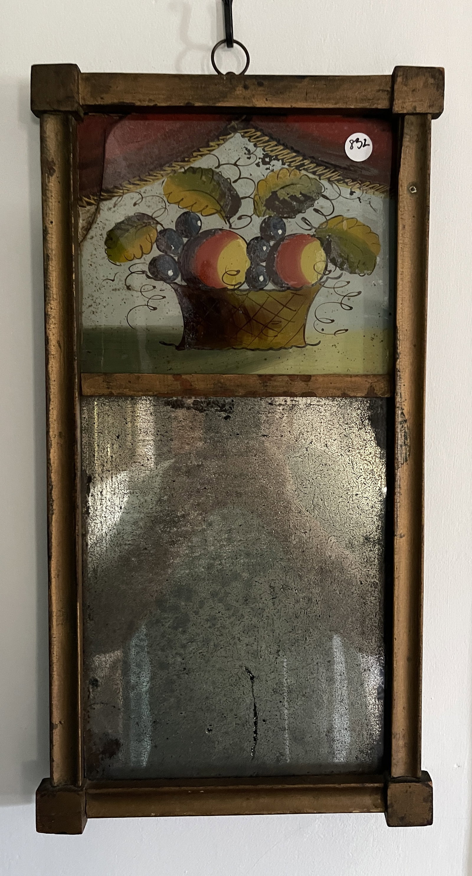 REVERSE PAINTED GLASS MIRROR: REVERSE PAINTED GLASS MIRROR 10" X 20"