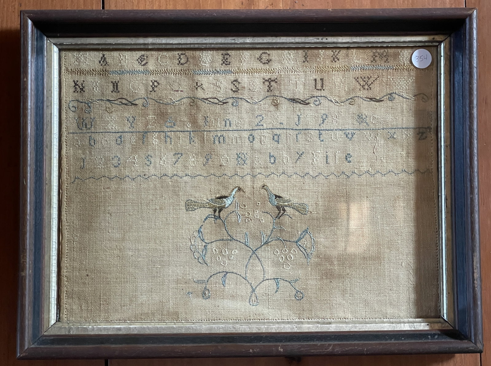 NEEDLEWORK SAMPLER WITH BIRDS (1 of 1)