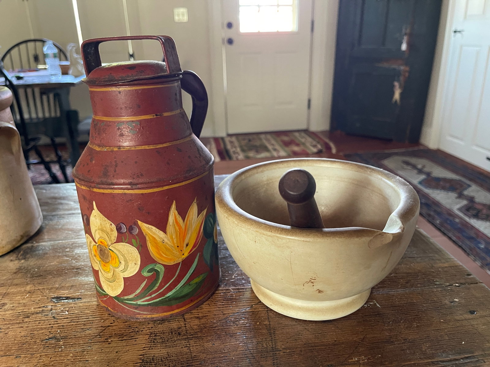 DECORATED MILK JUG / MORTAR AND PESTLE (MARBLE) (1 of 2)