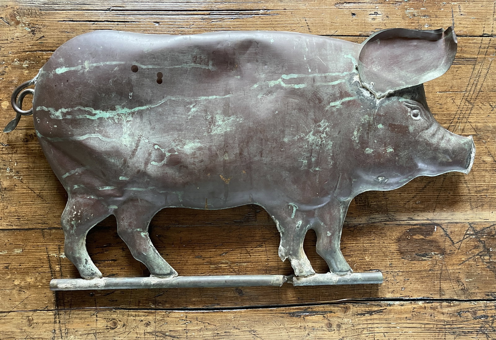 COPPER PIG WEATHERVANE: COPPER PIG WEATHERVANE 27" X 14"
