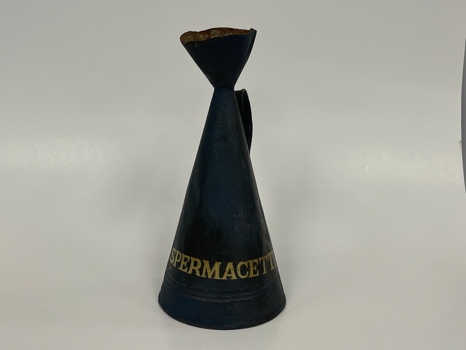 SPERMACETI WHALE OIL CONTAINER IN THE OLD BLUE PAINT: SPERMACETI WHALE OIL CONTAINER IN THE OLD BLUE PAINT