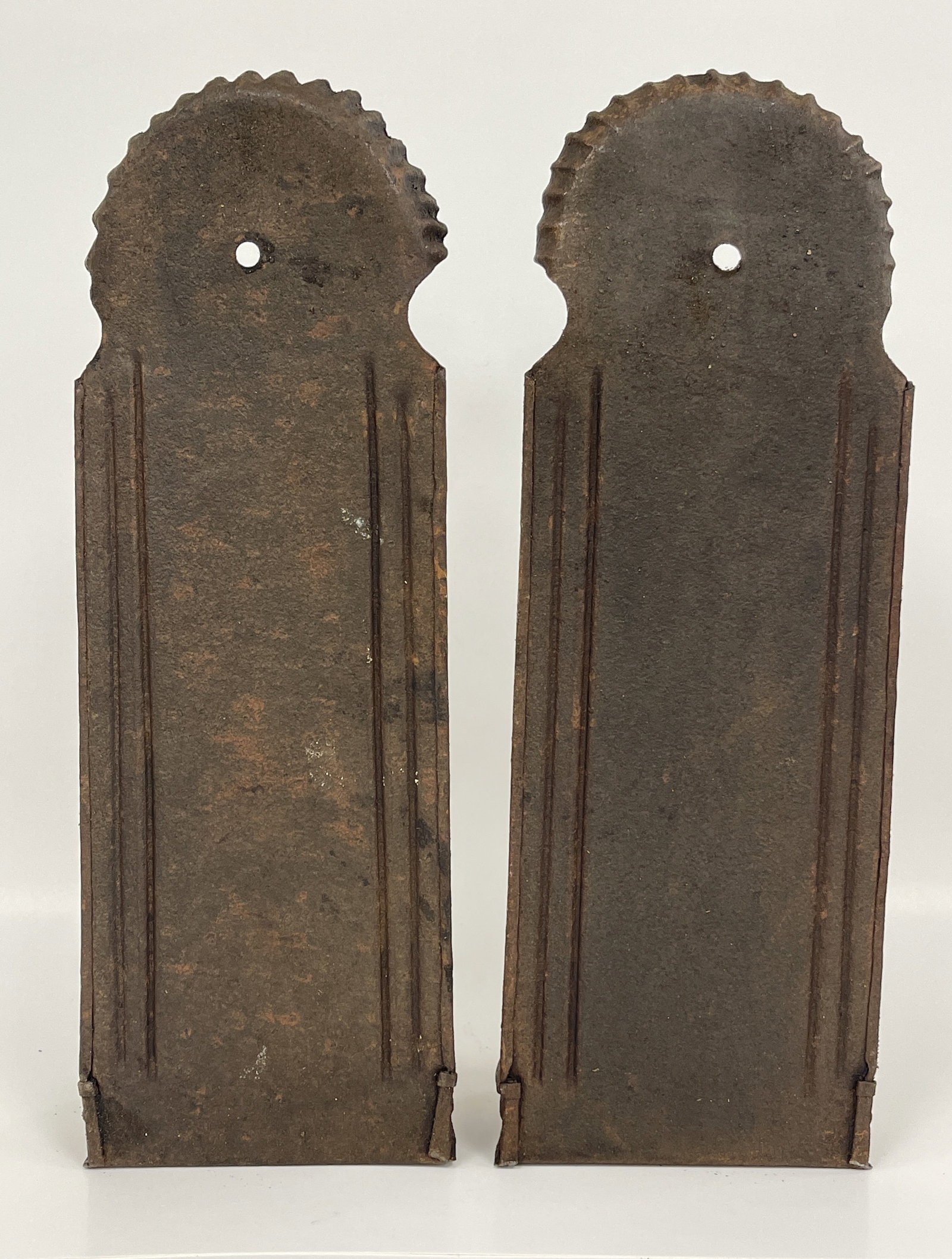 PAIR OF RECTANGULAR SHEET IRON HANGING SCONCES - 4