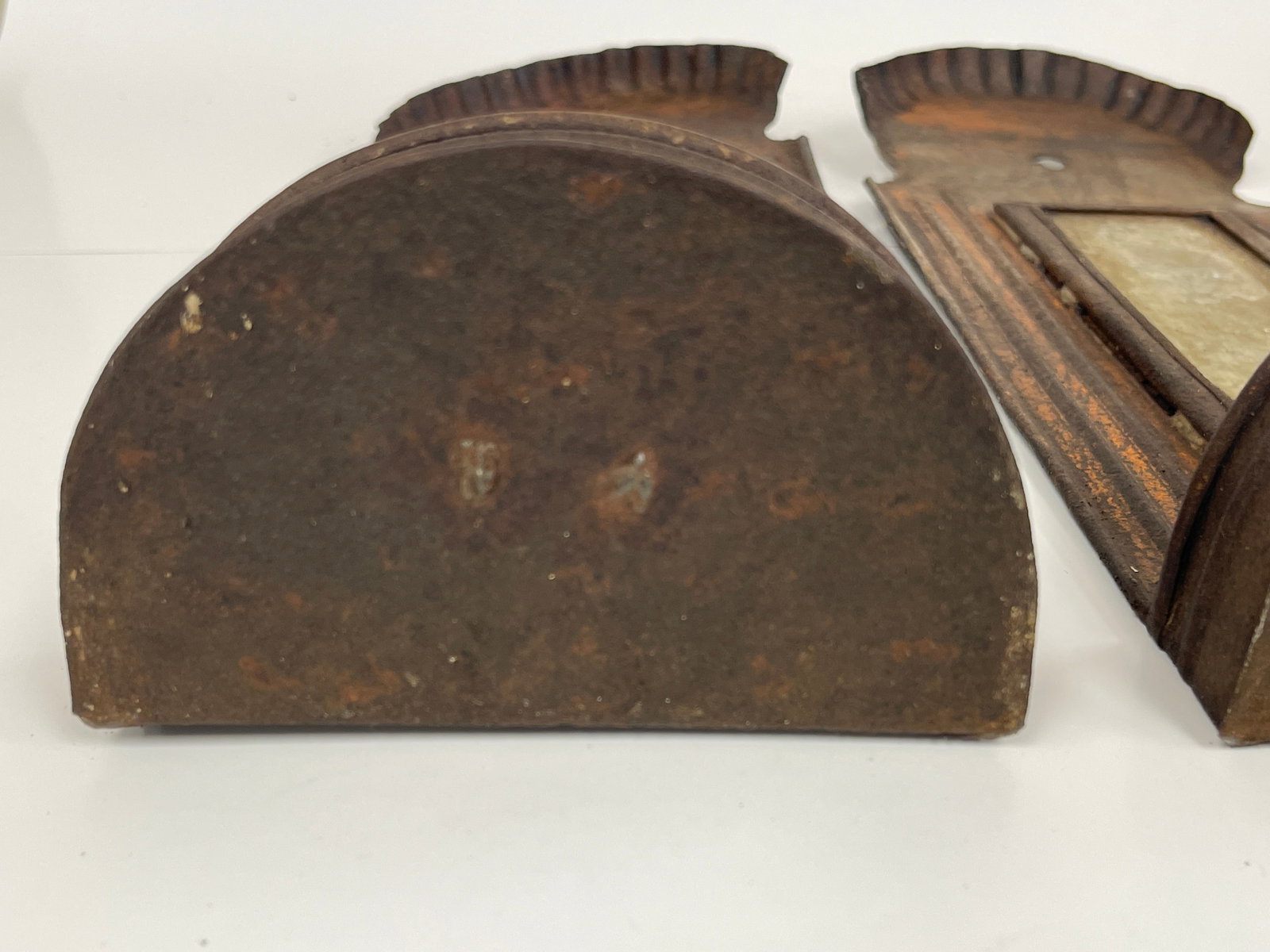PAIR OF RECTANGULAR SHEET IRON HANGING SCONCES - 5