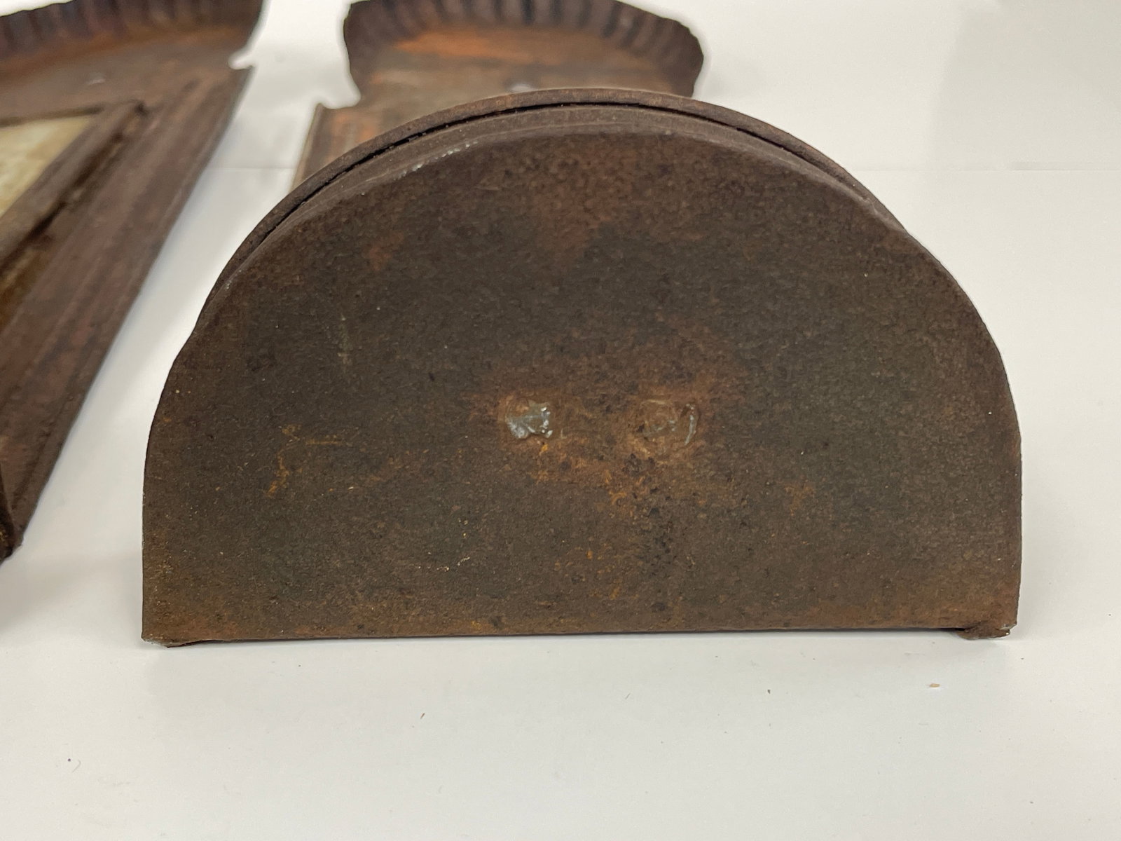 PAIR OF RECTANGULAR SHEET IRON HANGING SCONCES - 6