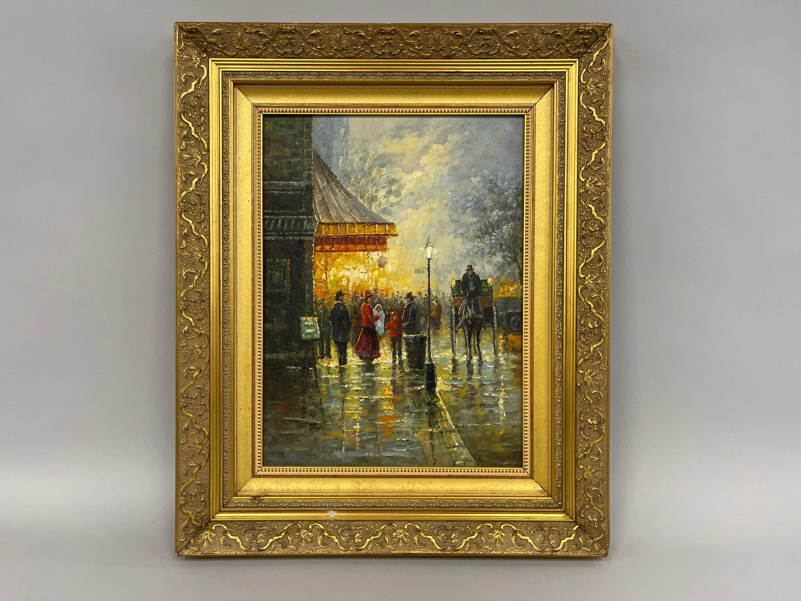 FRENCH OIL ON BOARD OF AN IMPRESSIONIST STREET SCENE IN LOVELY VIBRANT COLOR (1 of 4)