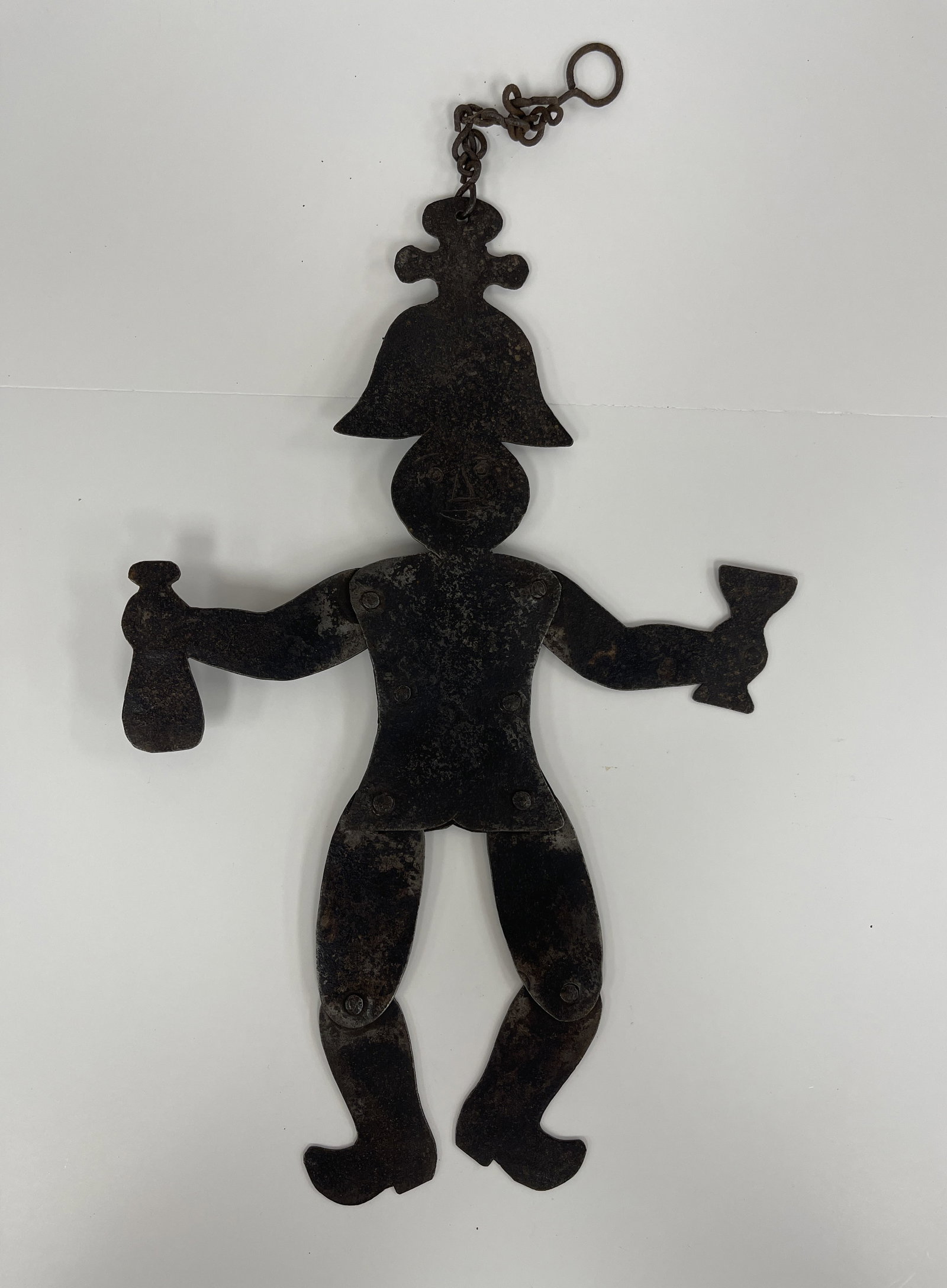 MINIATURE ARTICULATED "DRUNKEN SOLDIER" FORGED SHEET IRON FIGURE: MINIATURE ARTICULATED "DRUNKEN SOLDIER" FORGED SHEET IRON FIGURE