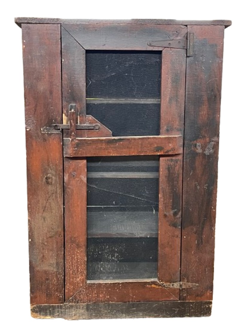 PRIMITIVE JELLY CUPBOARD / PIE SAFE: PRIMITIVE JELLY CUPBOARD / PIE SAFE WITH SCREEN DOOR 34 X 16 X 60