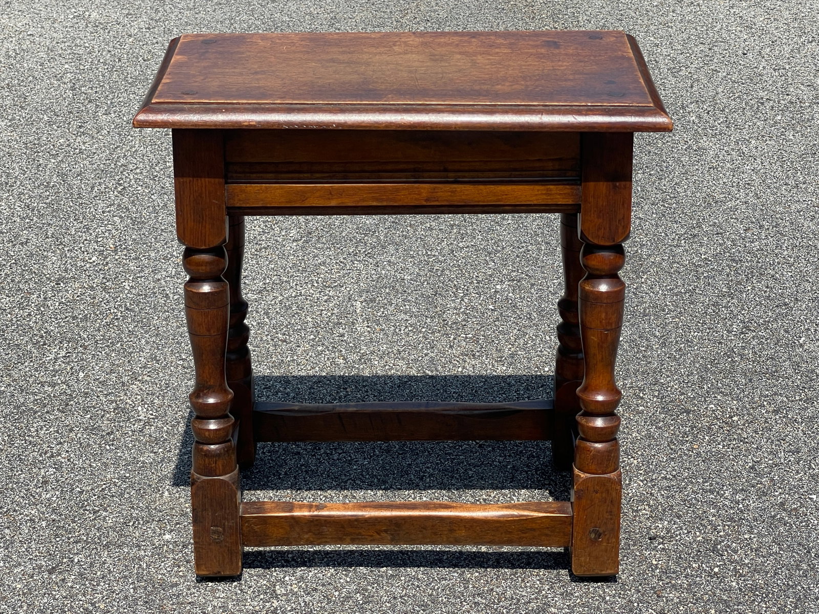 CHERRY WOOD JOINT STOOL , PEGGED , BOX STRETCHER TURNED LEGS (1 of 3)