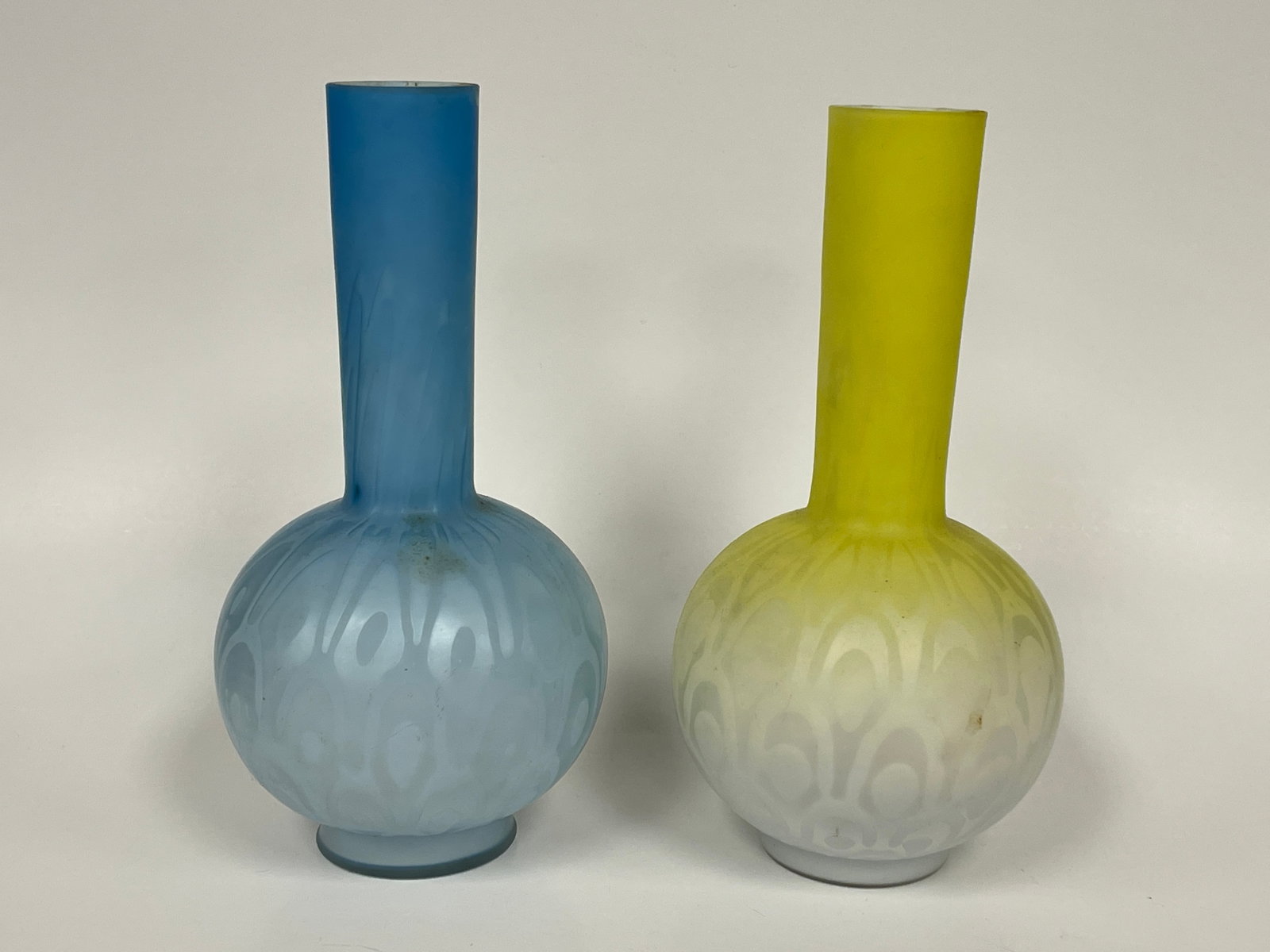 TWO SATIN GLASS VASES (1 of 3)