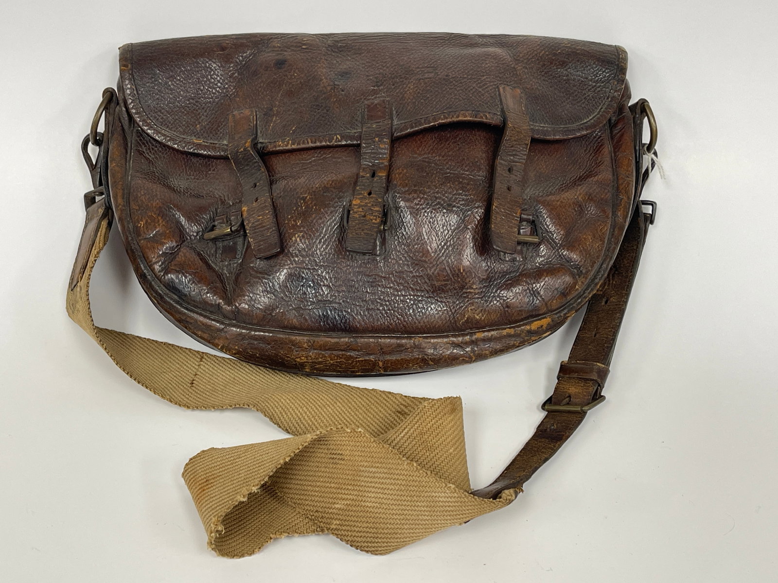 18TH-19TH CENTURY LEATHER BAG GTB INITIATED (1 of 4)