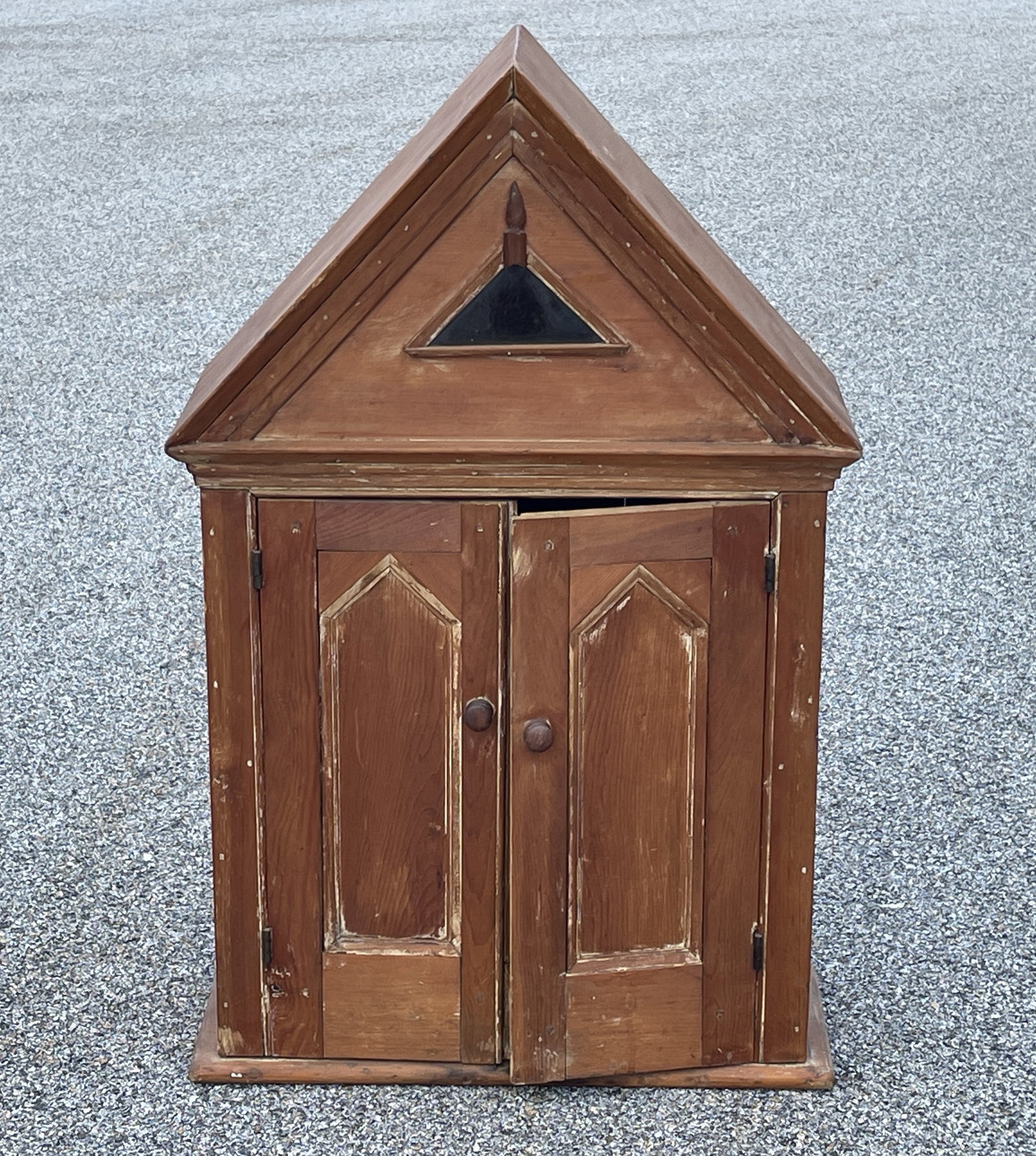 DIMINUTIVE TWO DOOR CUPBOARD OLD SURFACE: DIMINUTIVE TWO DOOR CUPBOARD OLD SURFACE