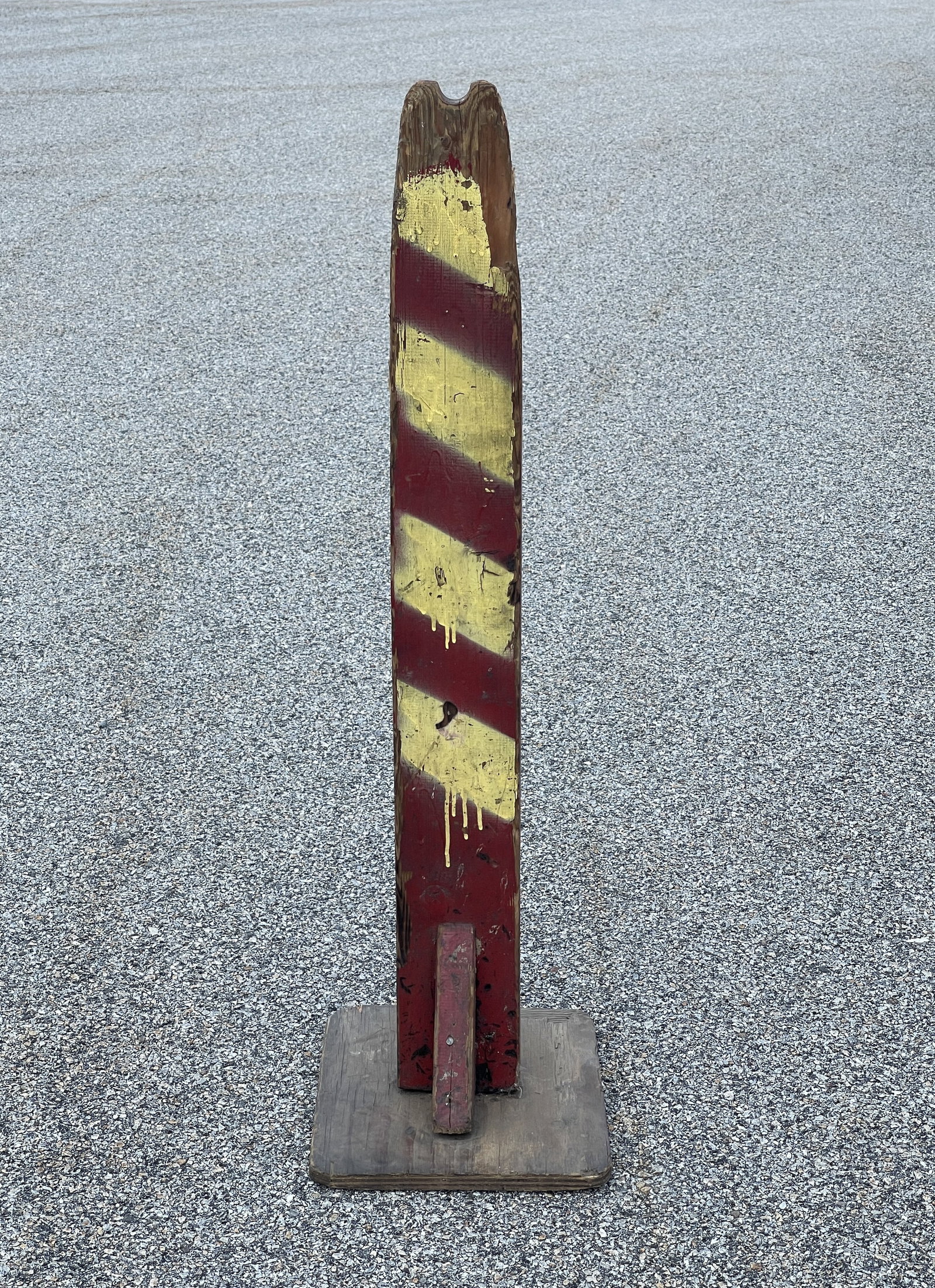 FOLK ART PAINTED BARBER POLE ON STAND 28 T (1 of 3)