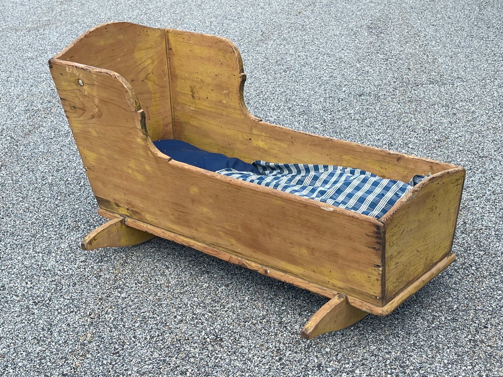 19TH C HOODED BABY CRADLE: 19TH C HOODED BABY CRADLE