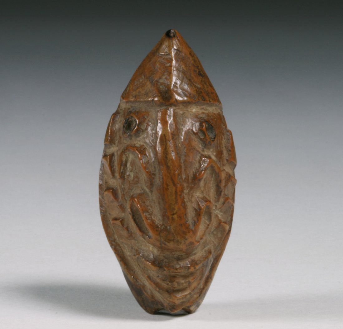 Old Sepik River Carved Galip Nut Amulet Mask Amulet - New Guinea (1 of 9)