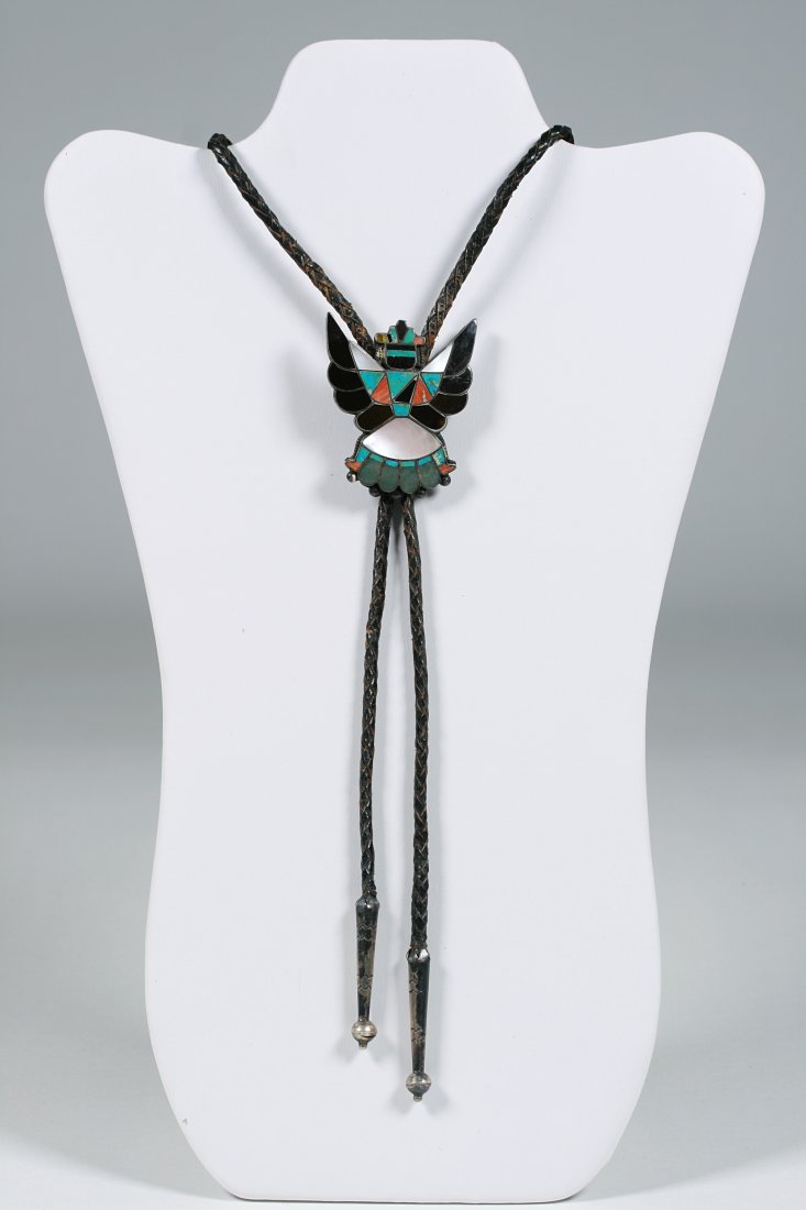 Zuni Silver & Mosaic Inlay Bolo - Knifewing Dancer - 1950s (1 of 8)