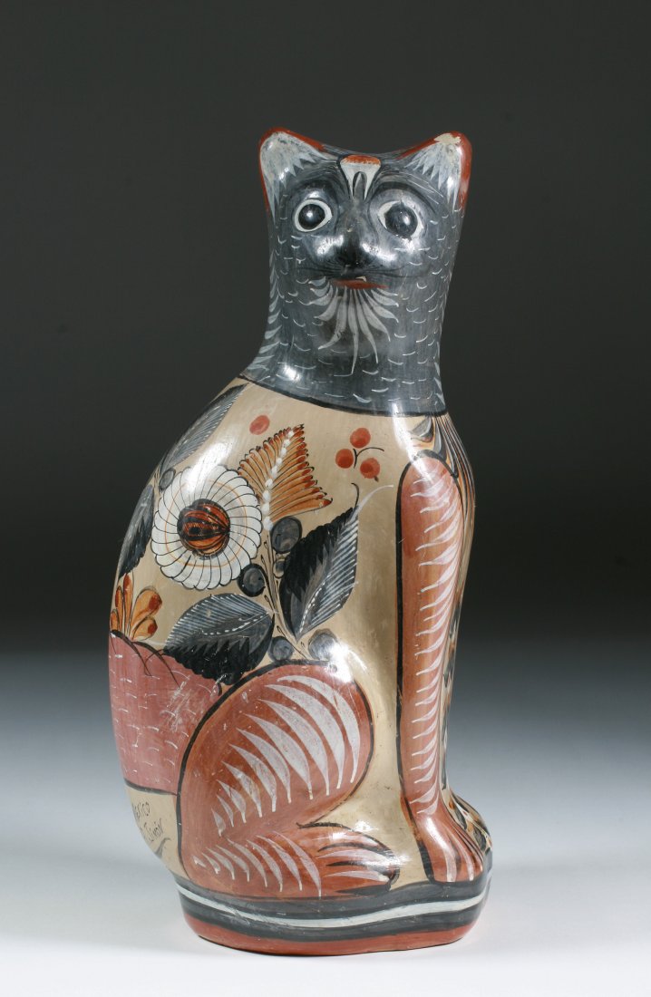 Mexican Tonala Folk Art Pottery Cat by  A. Jimon 1960s (1 of 7)