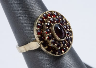 Antique Garnet Cluster Ring - Circa 1920